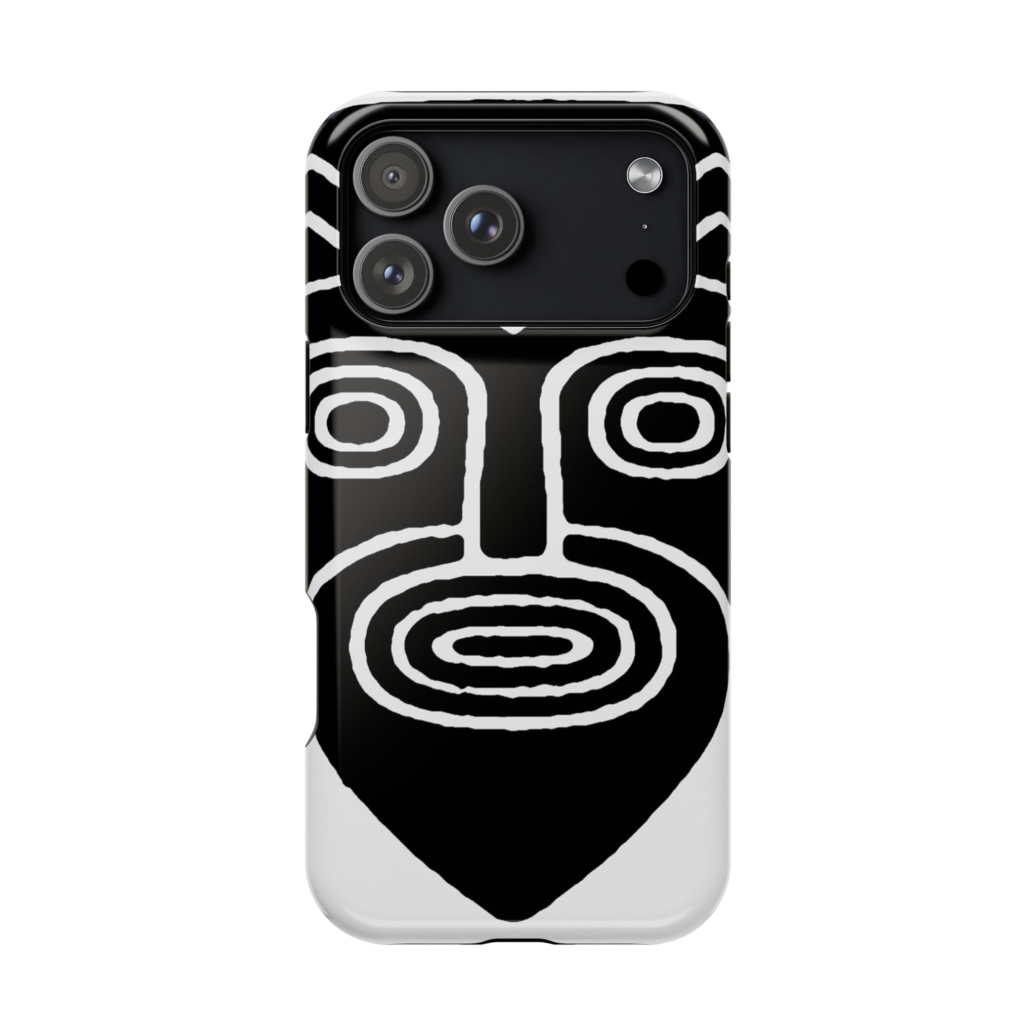 Phone Case — Black & White Tribal Mask Impact-Resistant Case