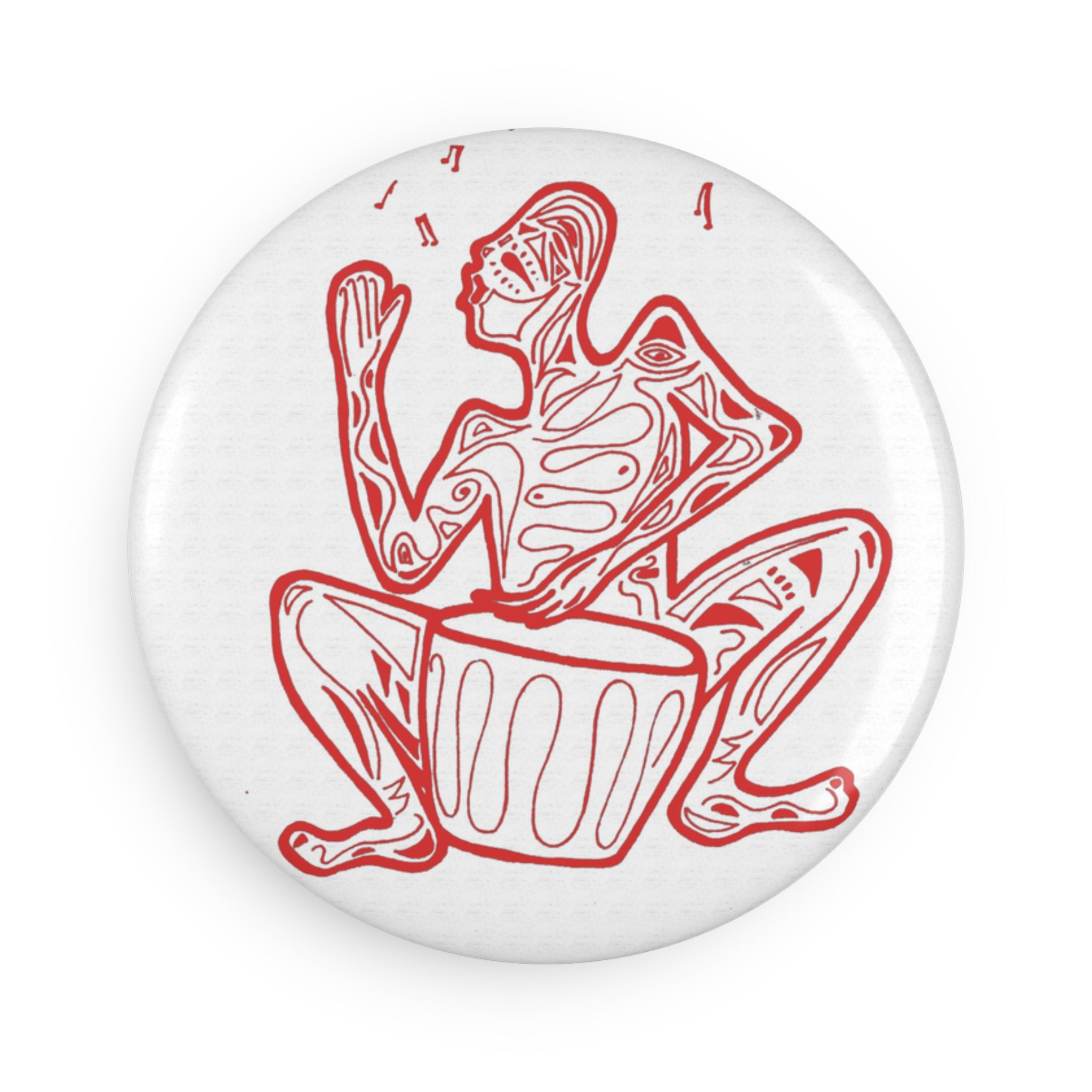 Button Magnet  Drummer — Red Line on white Art Round Magnet (1 or 10-pack)