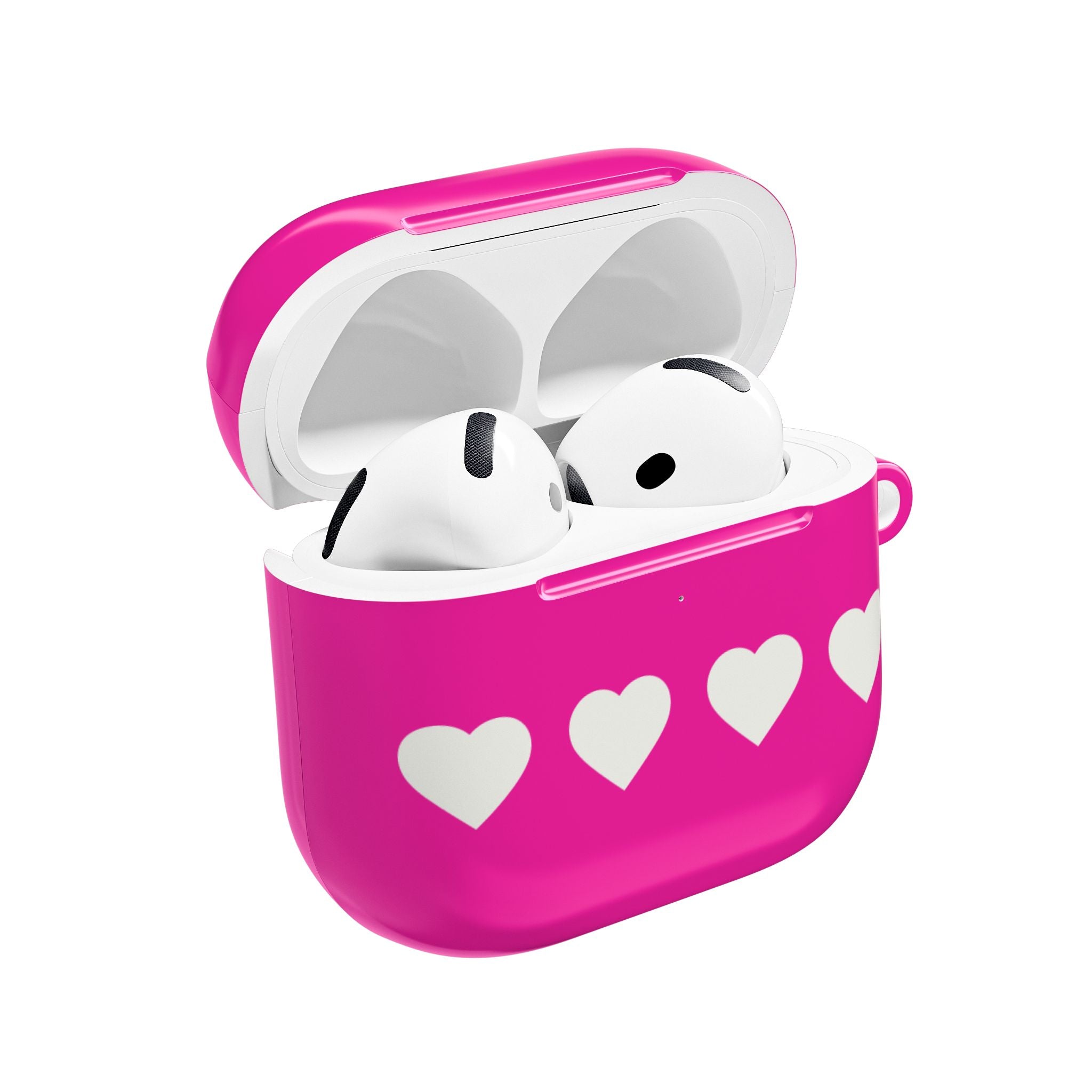 Air Pods white heart on pink AirPod Case — Waterproof  Protective Cover