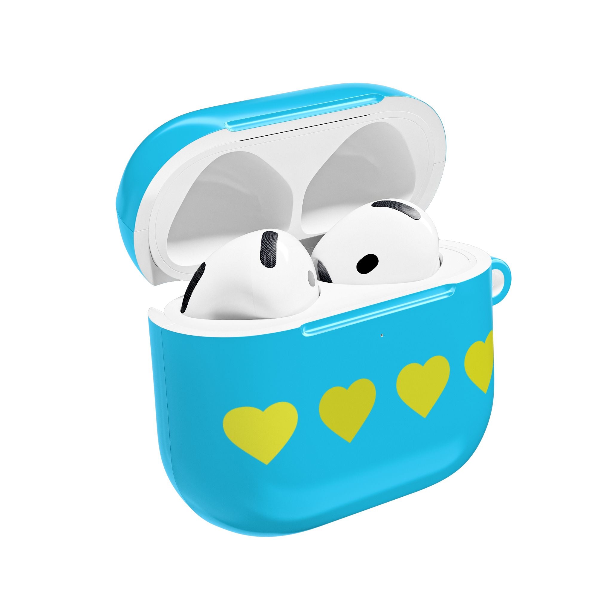 Air Pods Yellow Hearts on Turquoise AirPod Case — Waterproof  Protective Cover