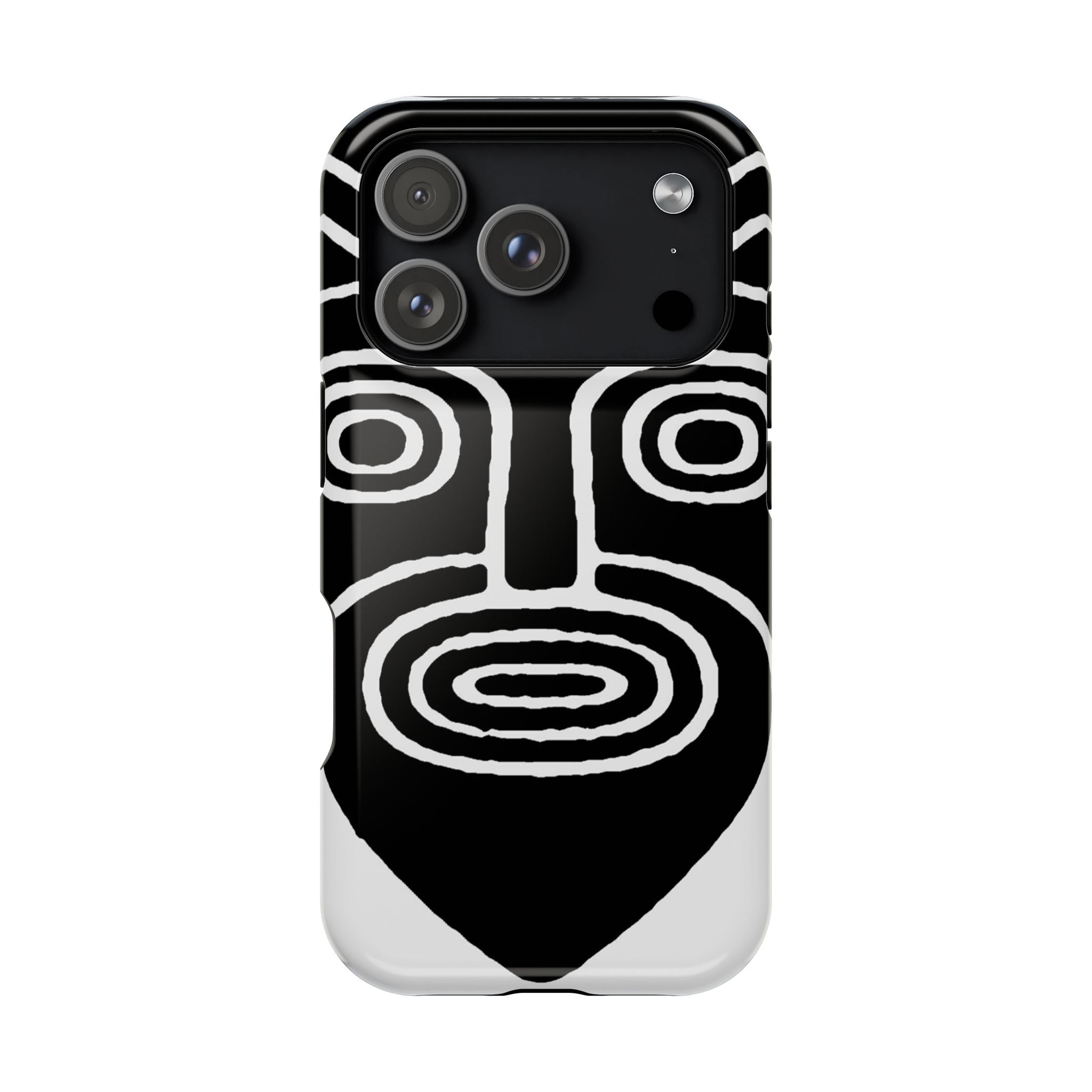 Phone Case — Black & White Tribal Mask Impact-Resistant Case