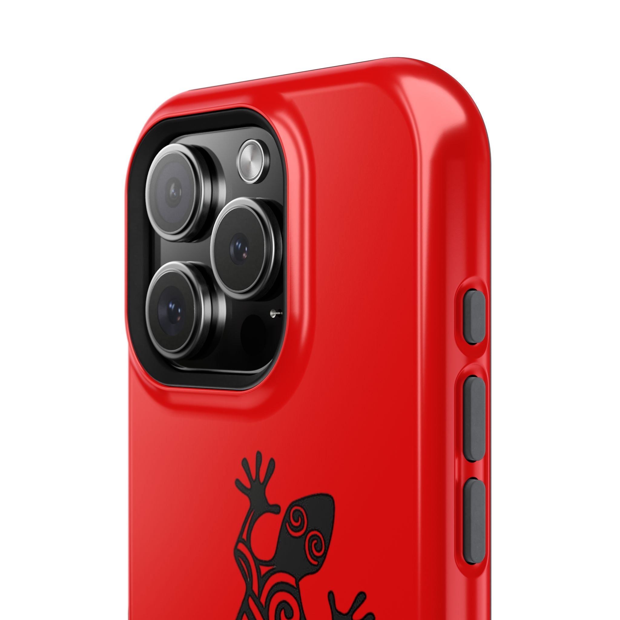 Phone Case Red Impact with Tribal Gecko Design — Shockproof Protective Cover