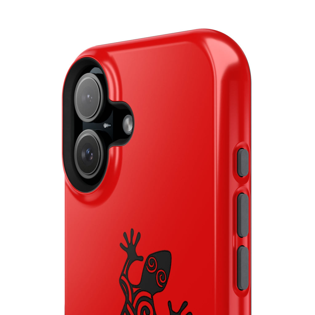 Phone Case Red Impact with Tribal Gecko Design — Shockproof Protective Cover