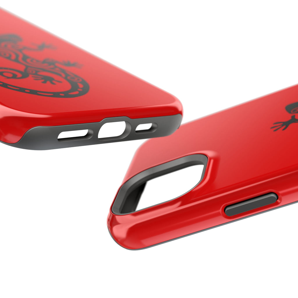 Phone Case Red Impact with Tribal Gecko Design — Shockproof Protective Cover
