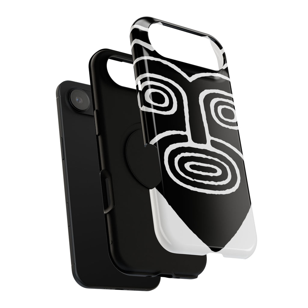 Phone Case — Black & White Tribal Mask Impact-Resistant Case