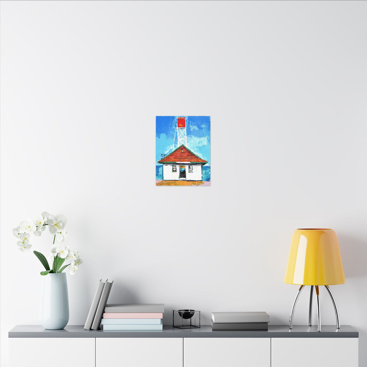 Coastal Lighthouse Cottage Matte Canvas Art Print — Stretched Seascape Wall Decor
