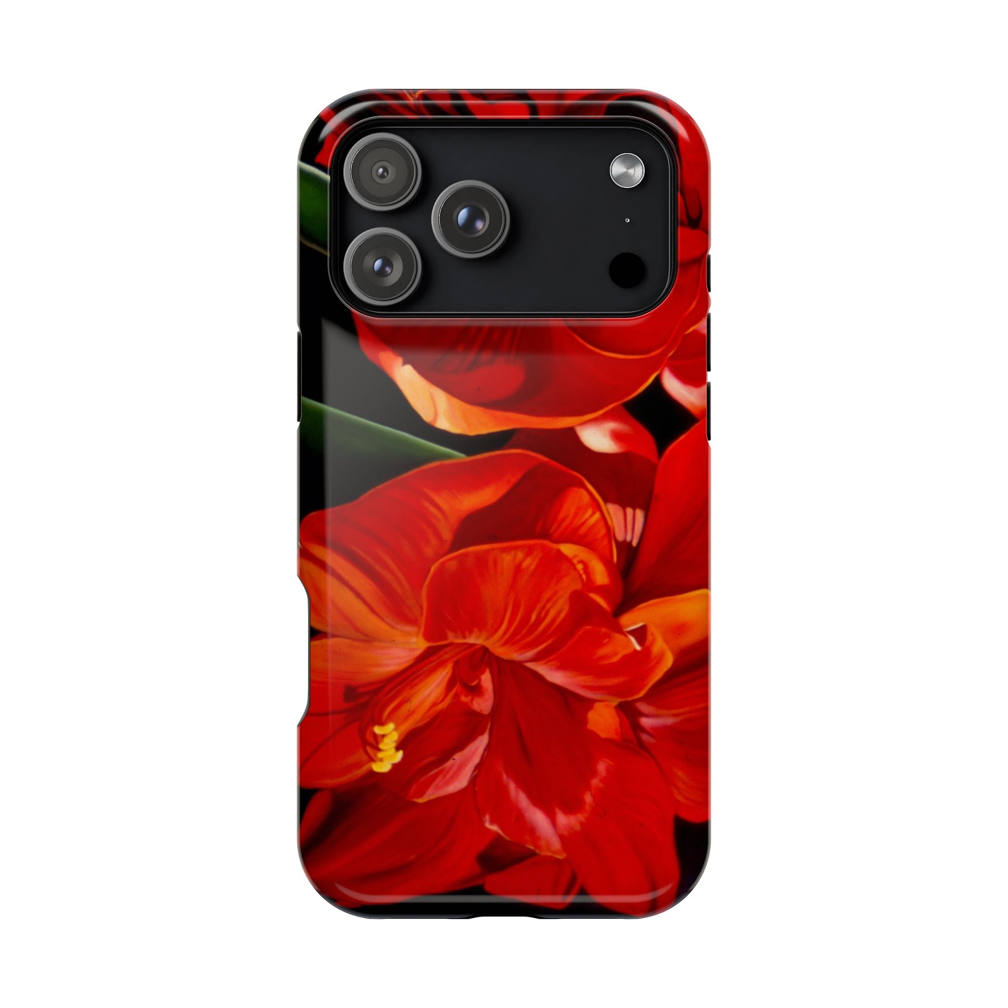 Phone case Lisa Herrera art print Red Amaryllis Floral Impact-Resistant Phone Case