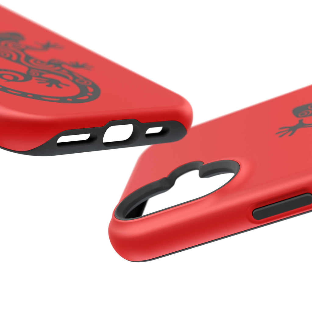 Phone Case Red Impact with Tribal Gecko Design — Shockproof Protective Cover