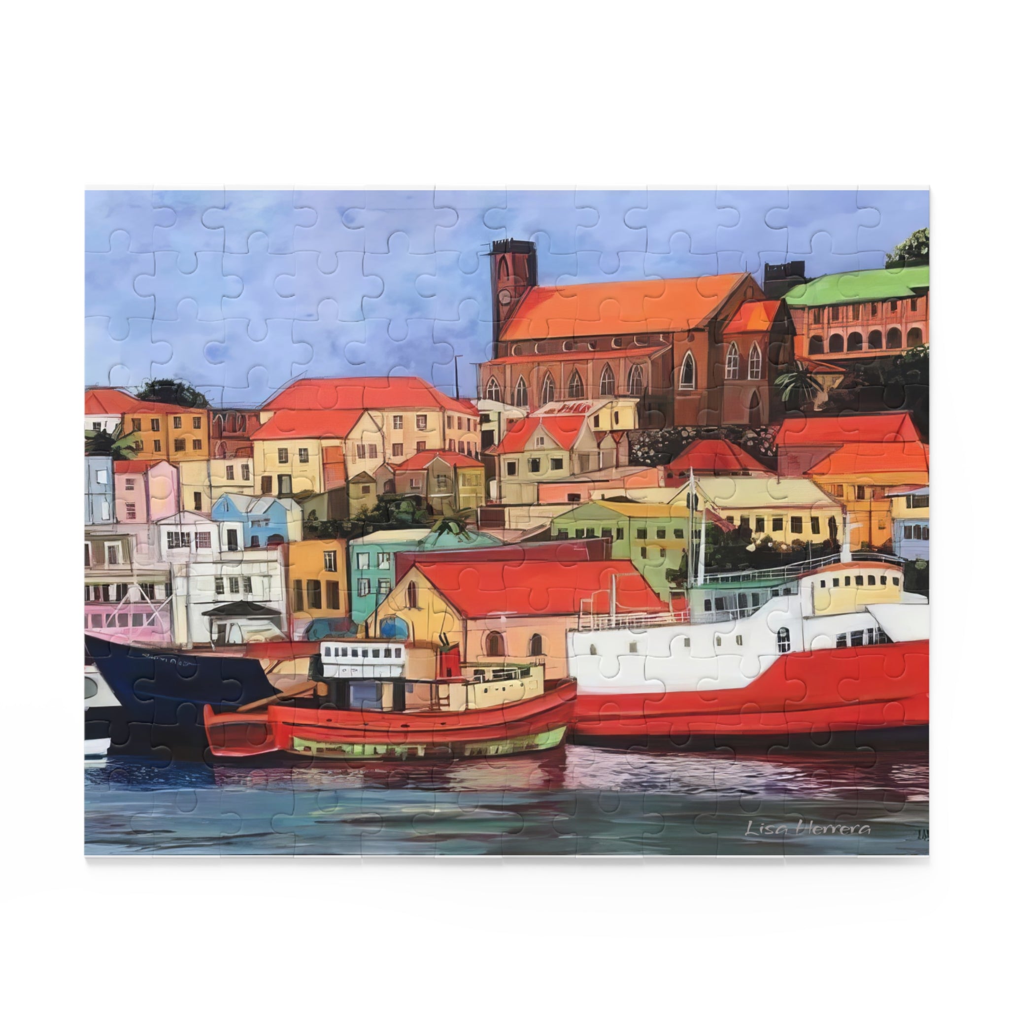 Puzzle St George's Carenage Harbor Puzzle — Colorful Grenada Caribbean Harbour Jigsaw (120/252/500 pcs)