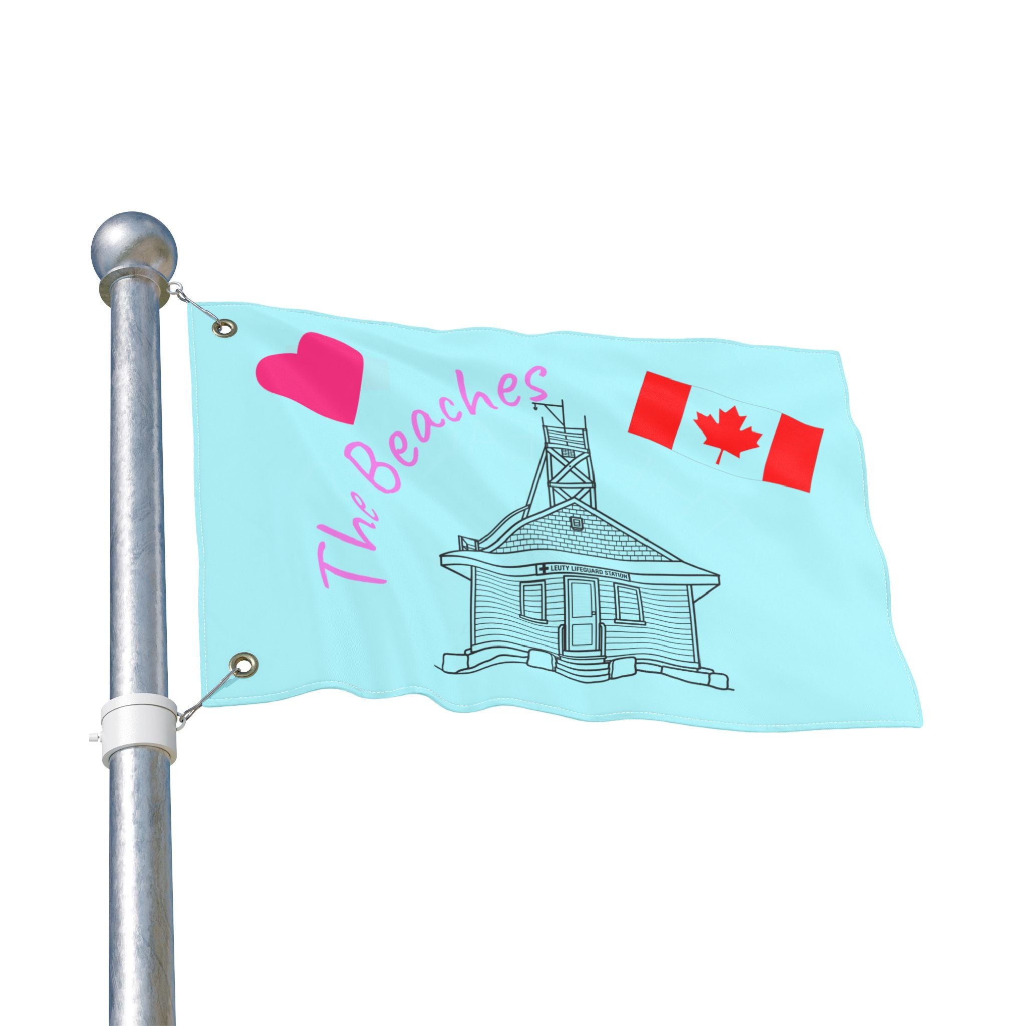 Outdoor Flag - The Beaches Leuty Stn with Canada flag