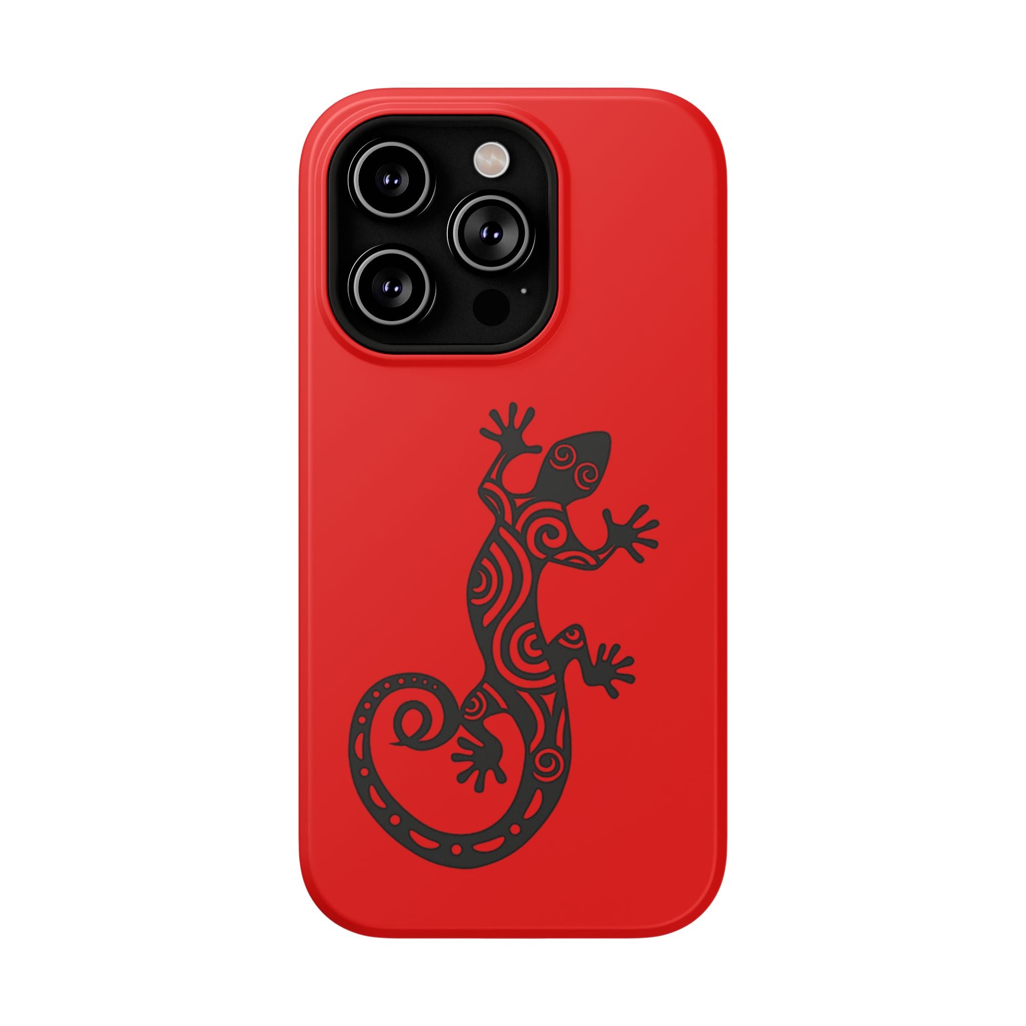 Phone Case Red Impact with Tribal Gecko Design — Shockproof Protective Cover