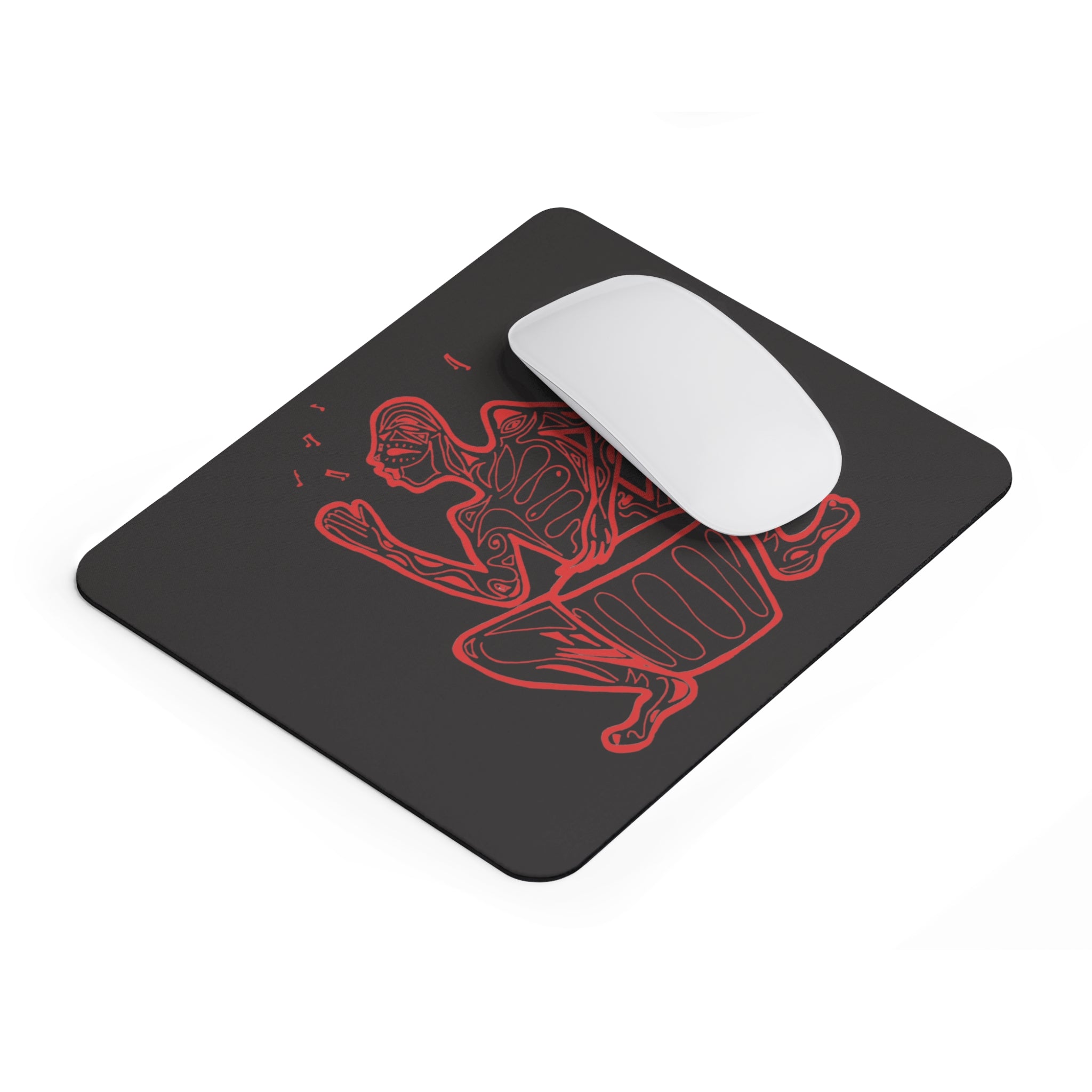 Mouse Pad Native Drummer Line drawing — Red Native Drummer Tribal Beat Mouse Pad