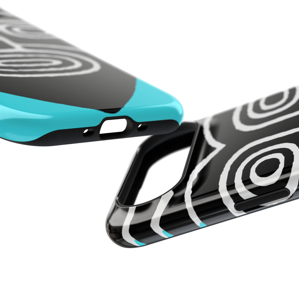 Phone case Impact-Resistant  — Abstract Tribal Mask Design (Black & Teal)