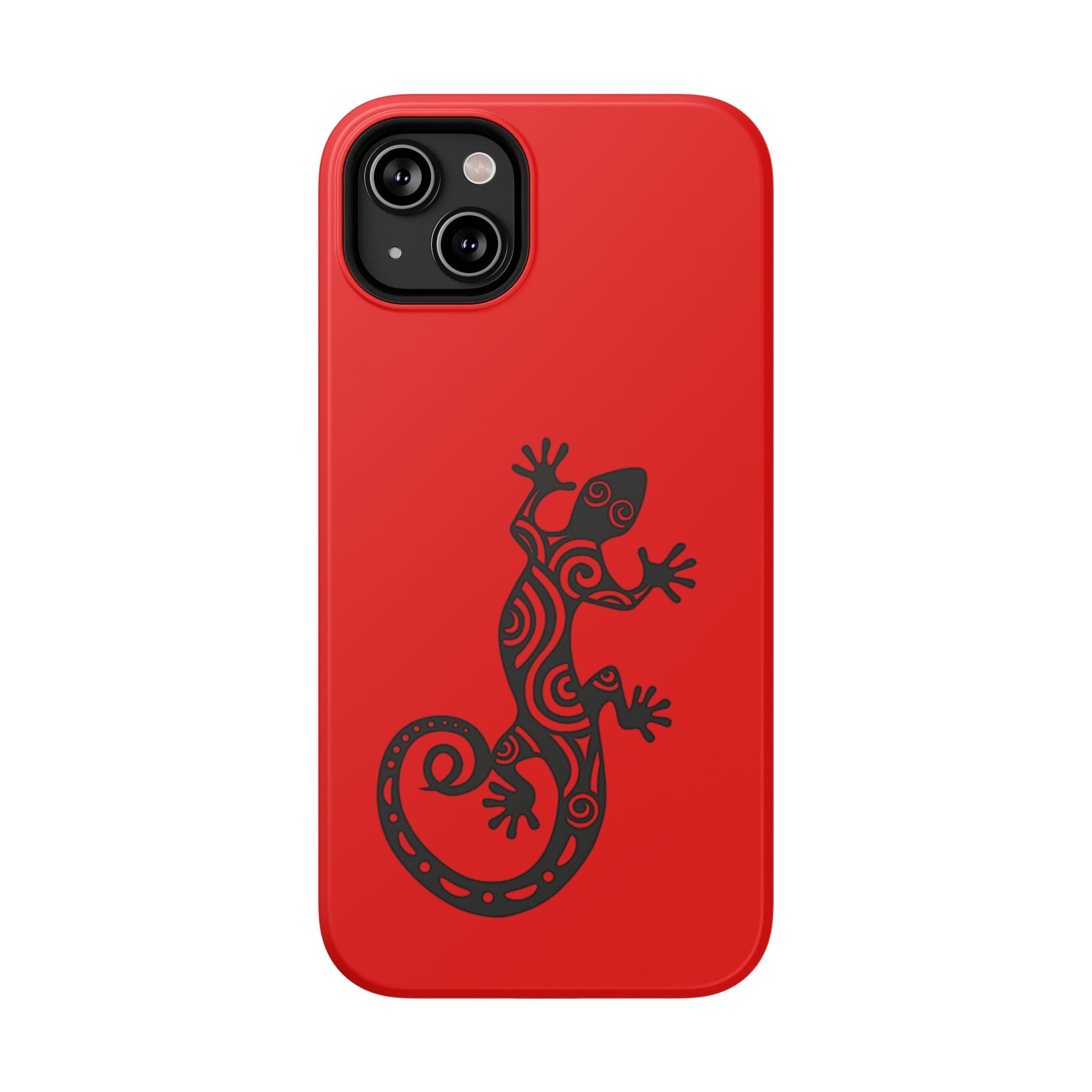 Phone Case Red Impact with Tribal Gecko Design — Shockproof Protective Cover