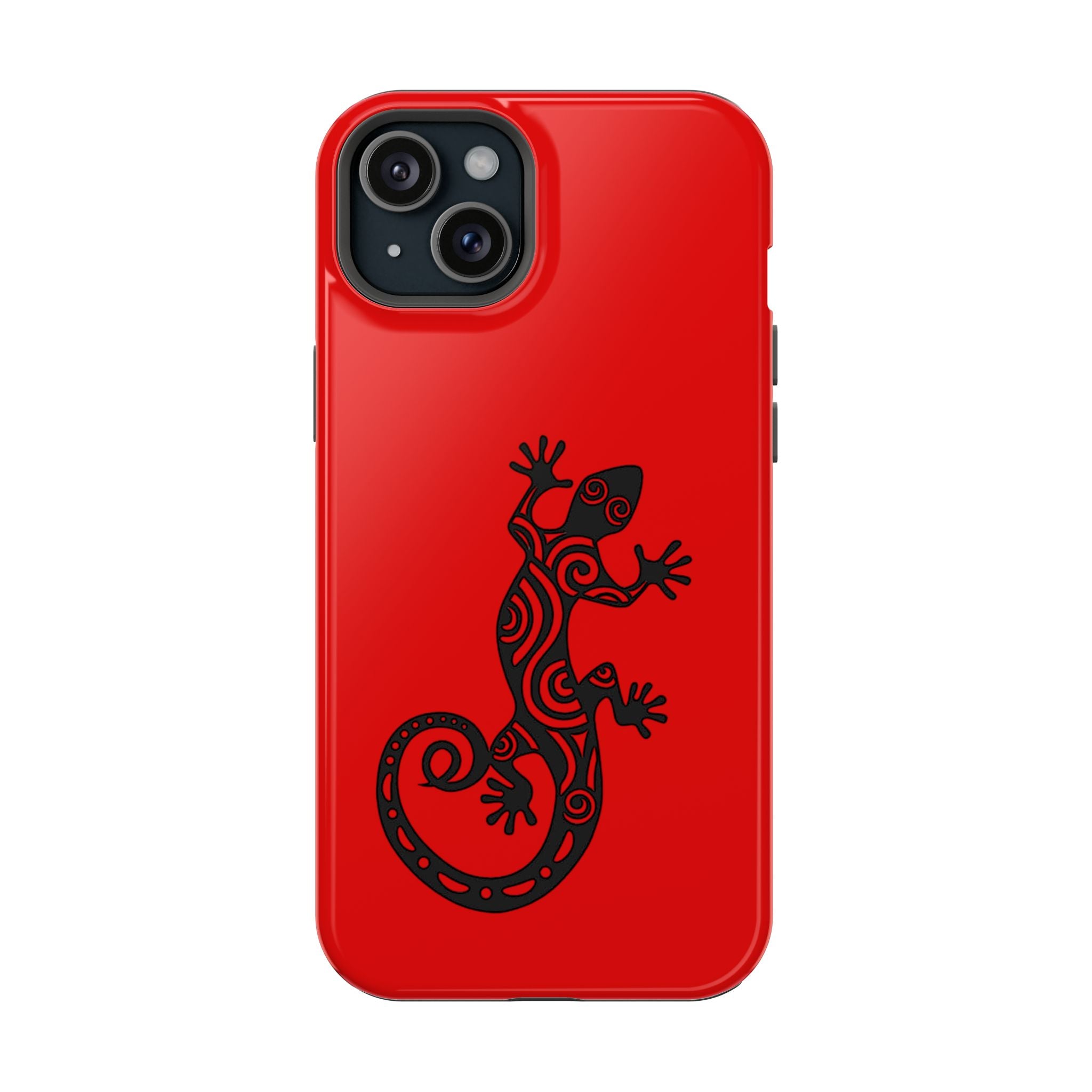 Phone Case Red Impact with Tribal Gecko Design — Shockproof Protective Cover