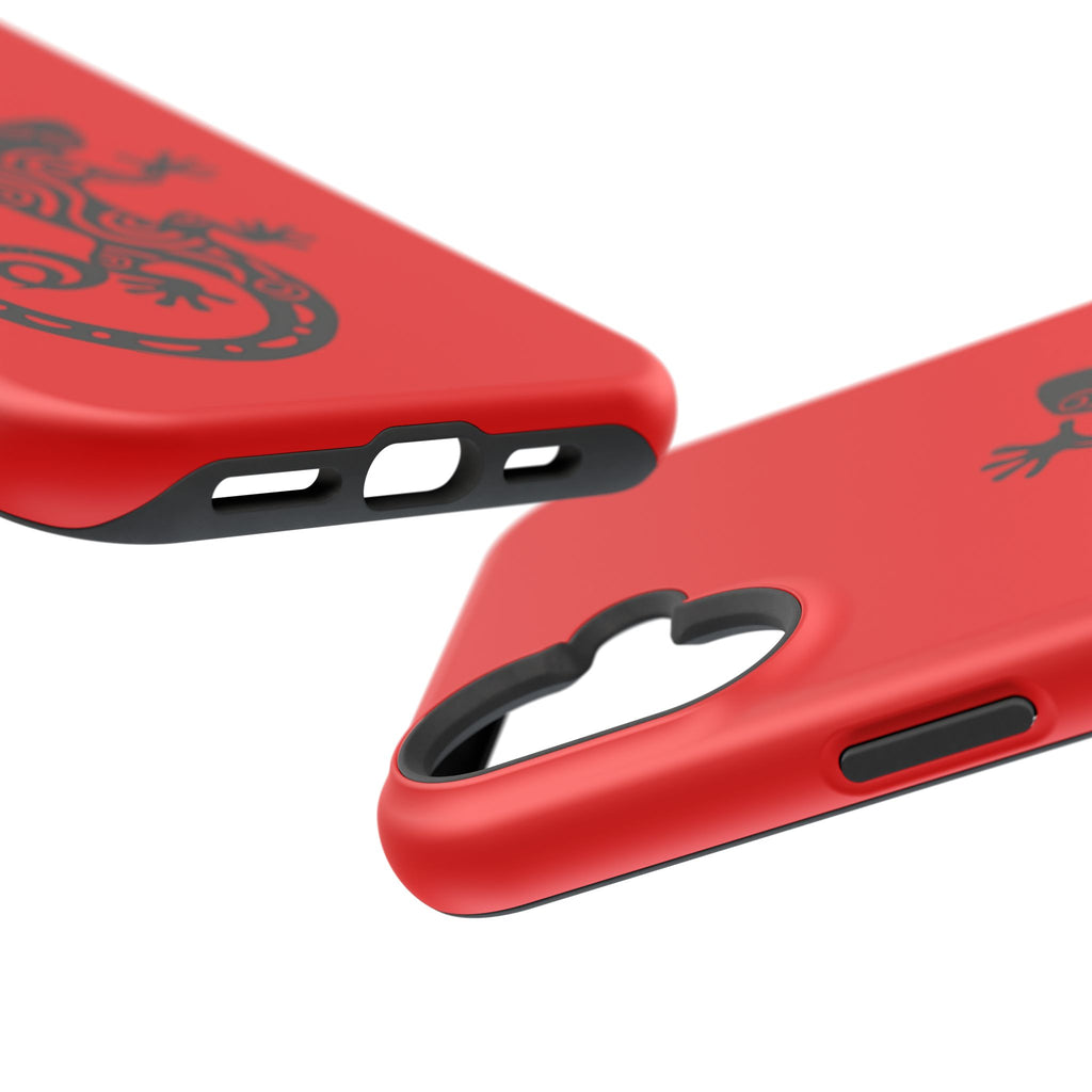 Phone Case Red Impact with Tribal Gecko Design — Shockproof Protective Cover