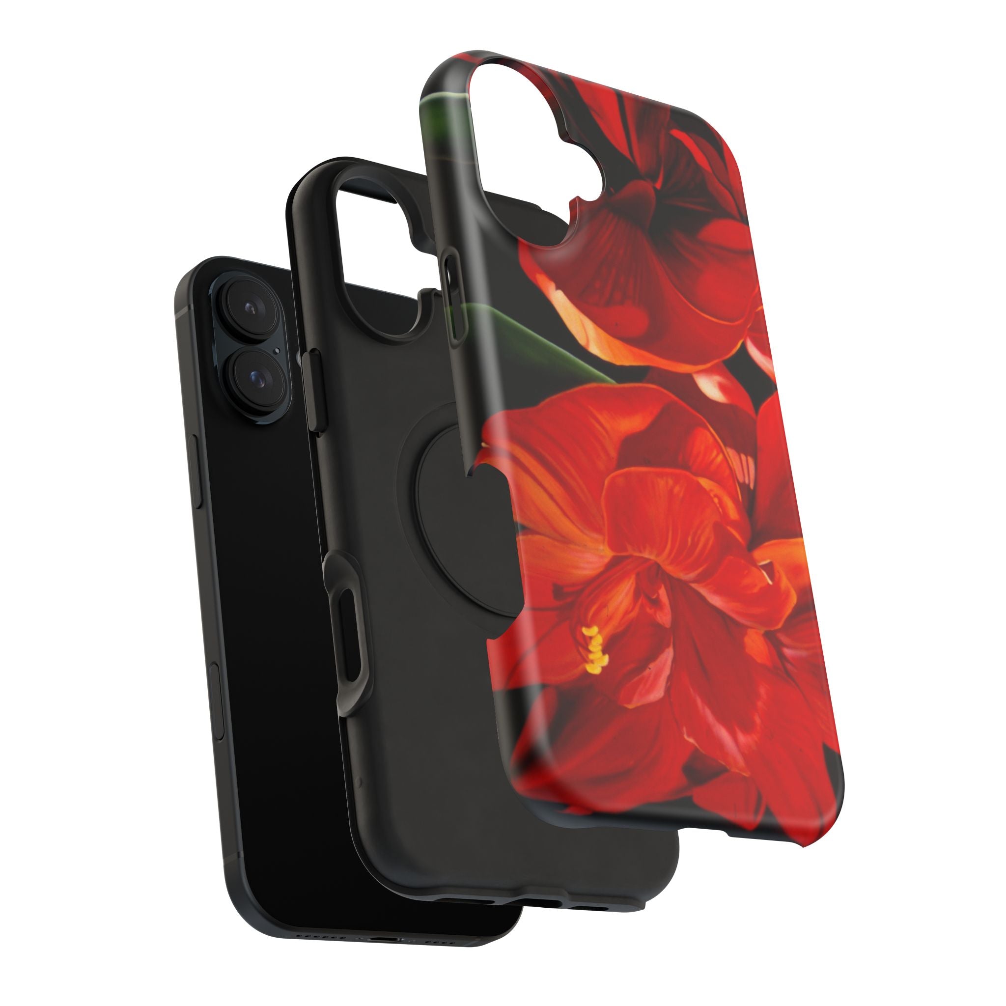 Phone case Lisa Herrera art print Red Amaryllis Floral Impact-Resistant Phone Case