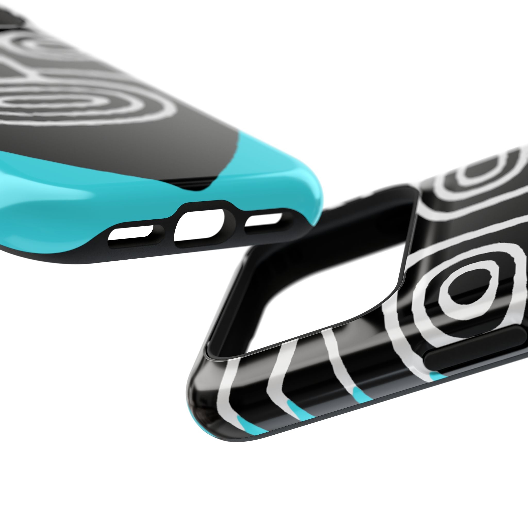 Phone case Impact-Resistant  — Abstract Tribal Mask Design (Black & Teal)