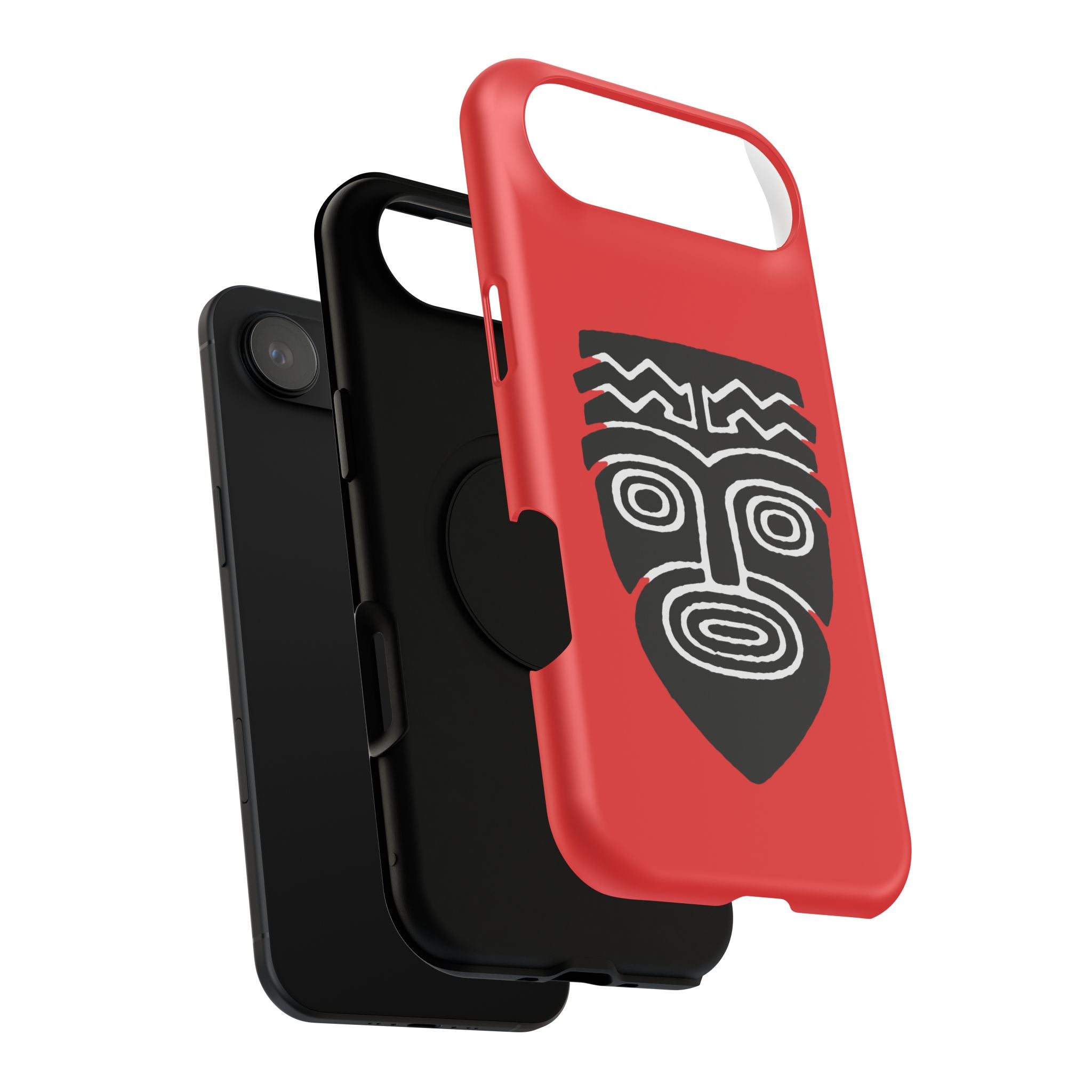 Phone Case Tiki Mask Impact-Resistant Phone Case — Bold Red Protective Cover