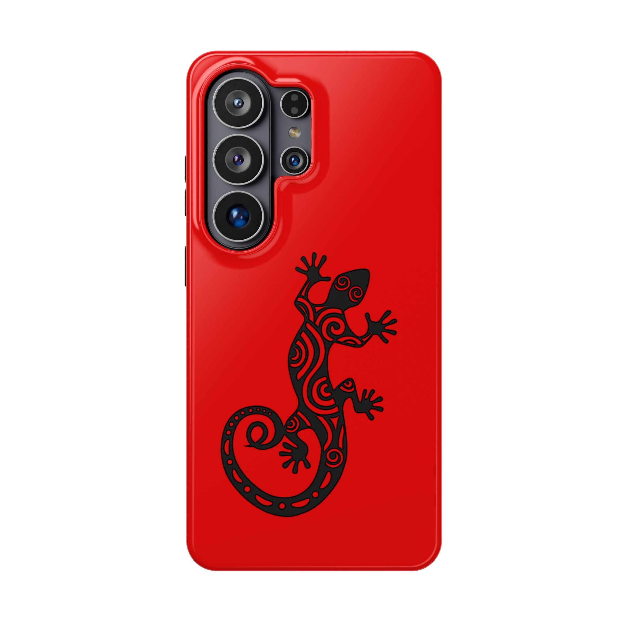 Phone Case Red Impact with Tribal Gecko Design — Shockproof Protective Cover