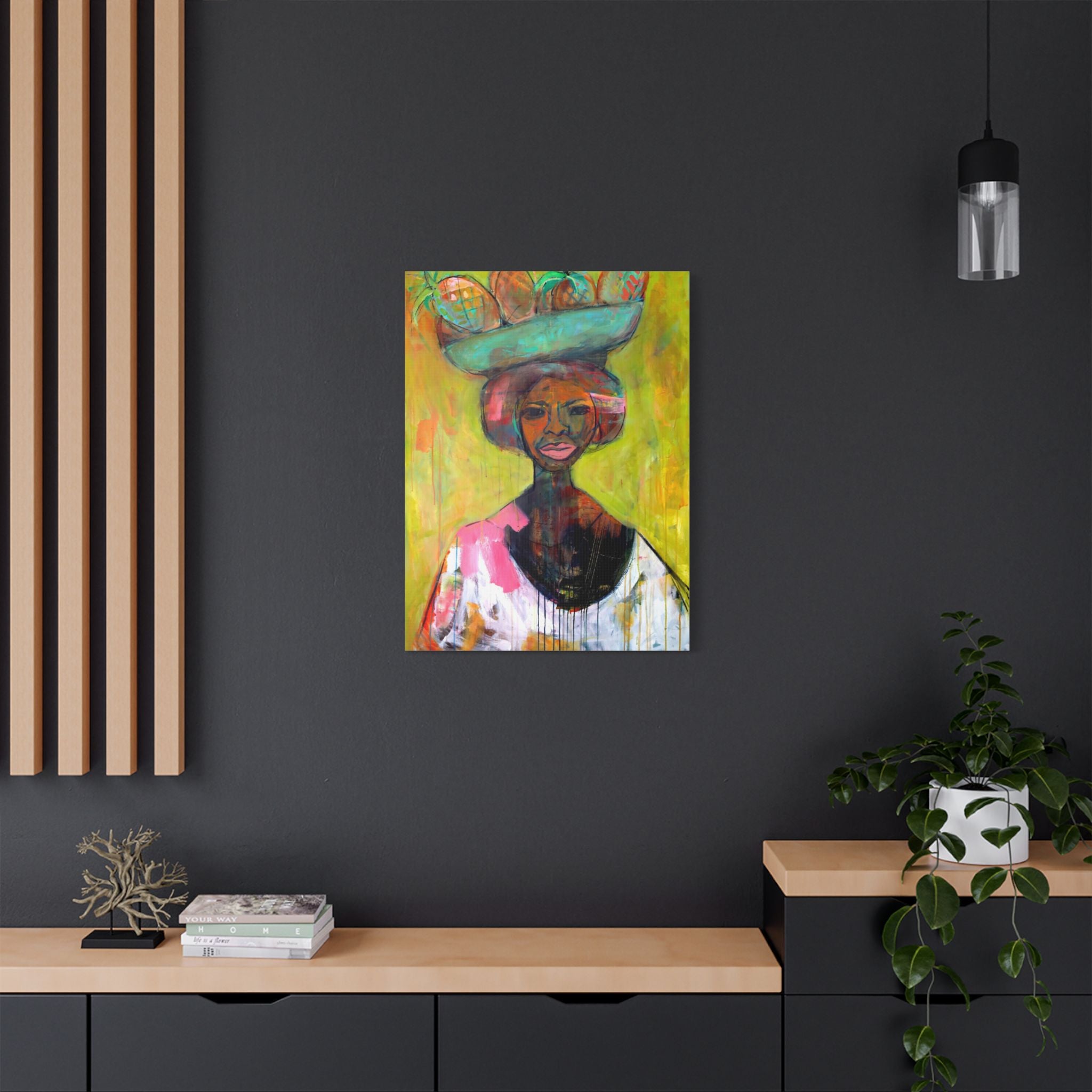 Canvas Lisa Herrera art print Lady Lady Fruit Vendor  — Stretched Wall Art