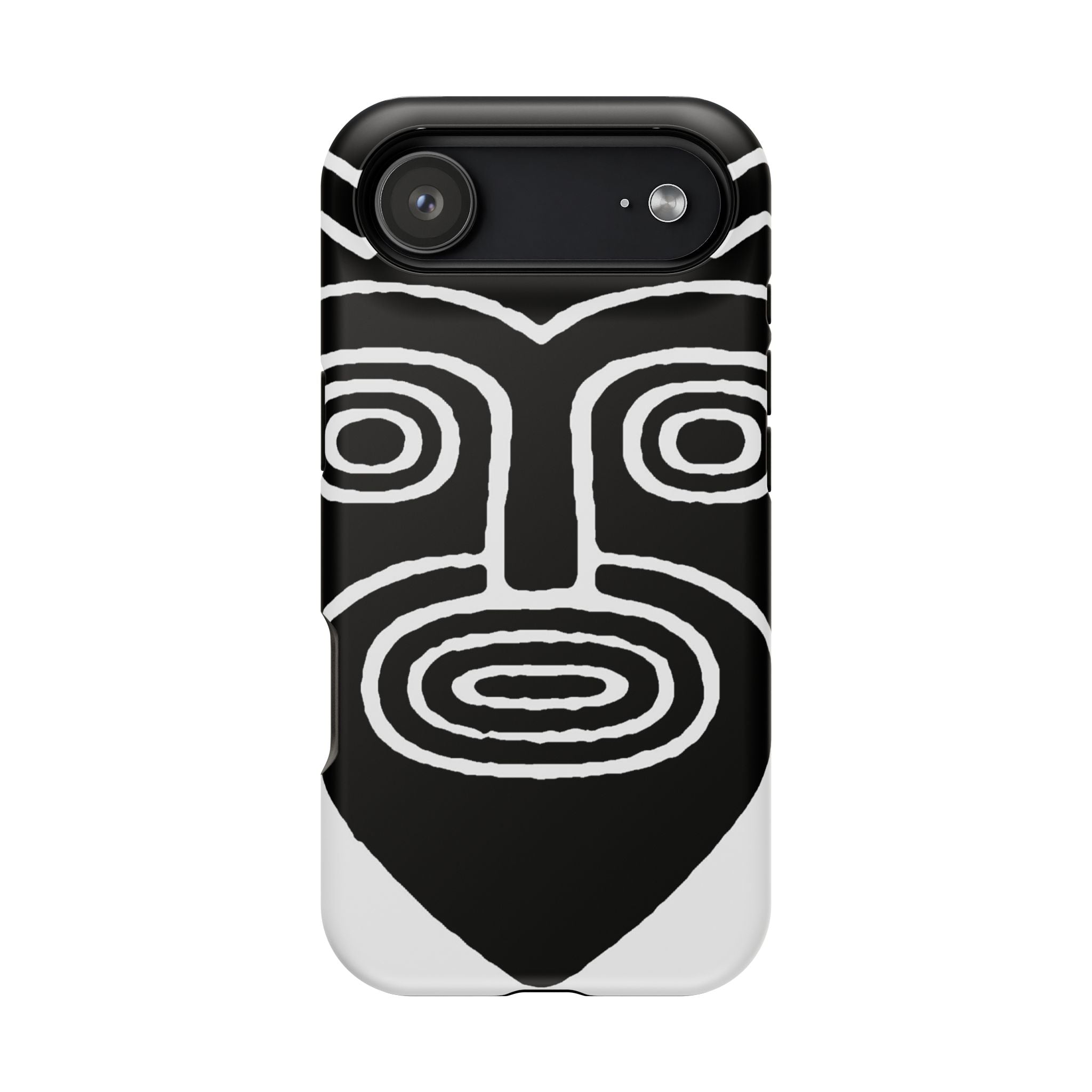Phone Case — Black & White Tribal Mask Impact-Resistant Case