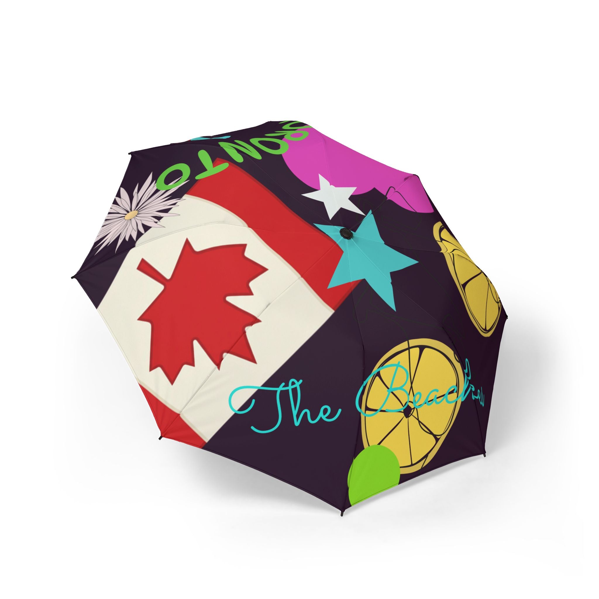 Umbrella Toronto Abstract Art Foldable  – Colorful Semi-Automatic Rain Shield