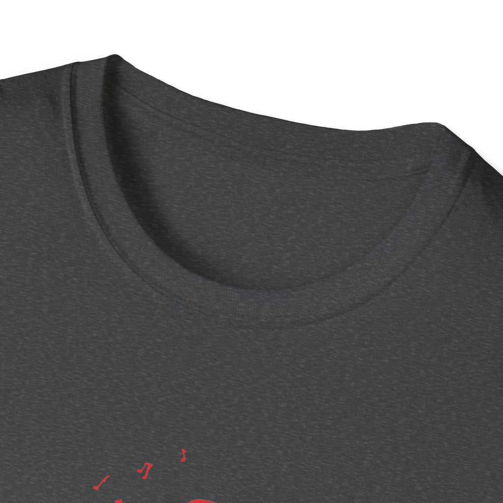 T-Shirt with red lined big drum drummer — Red Line Native Drummer Illustration