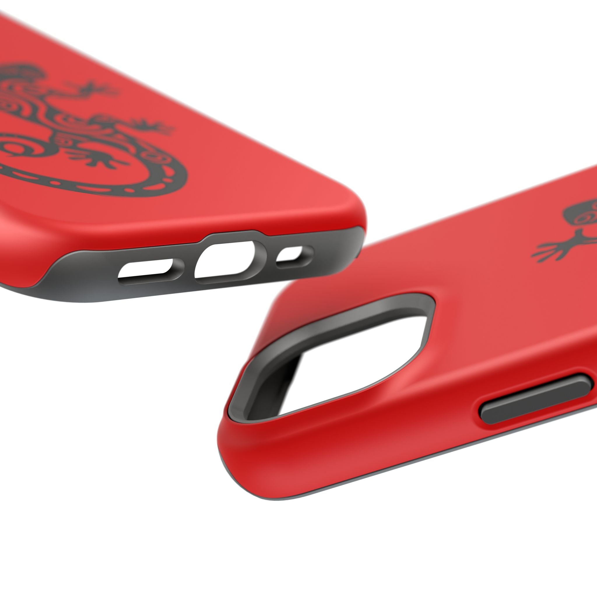 Phone Case Red Impact with Tribal Gecko Design — Shockproof Protective Cover