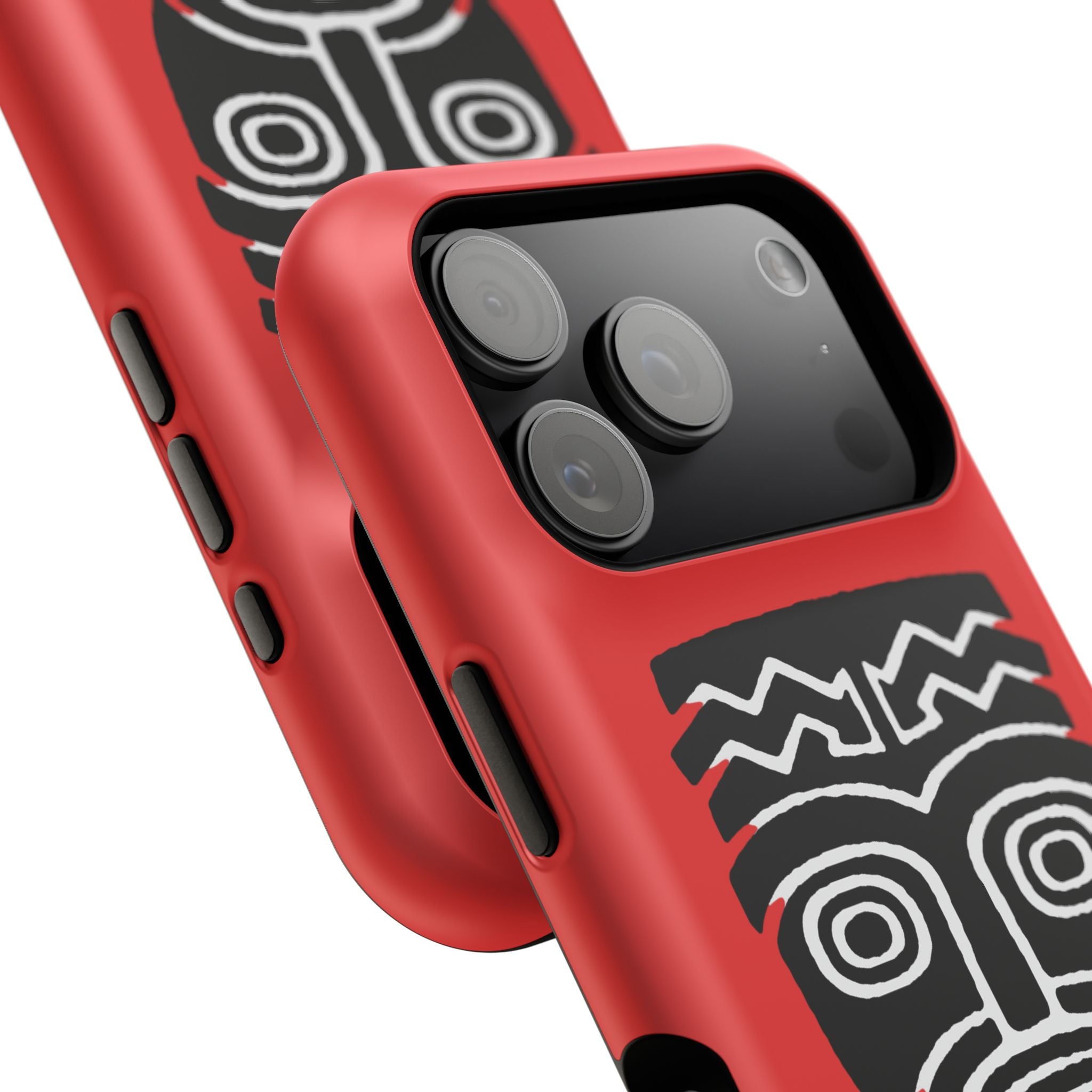 Phone Case Tiki Mask Impact-Resistant Phone Case — Bold Red Protective Cover