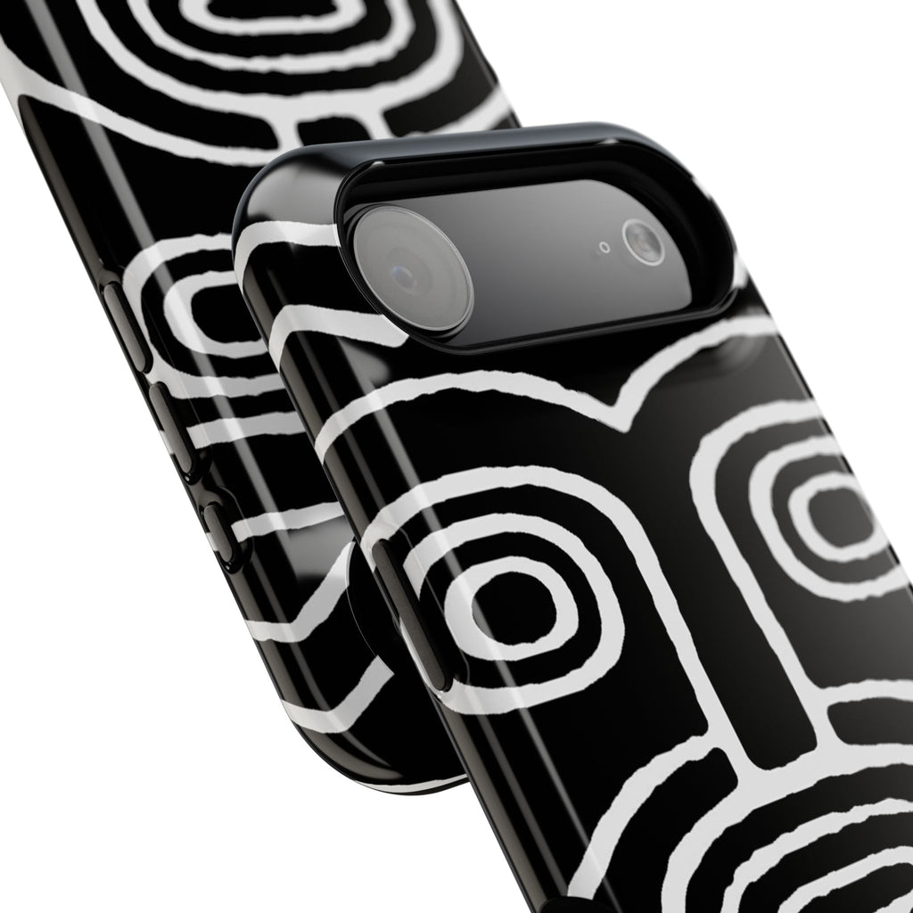 Phone Case — Black & White Tribal Mask Impact-Resistant Case