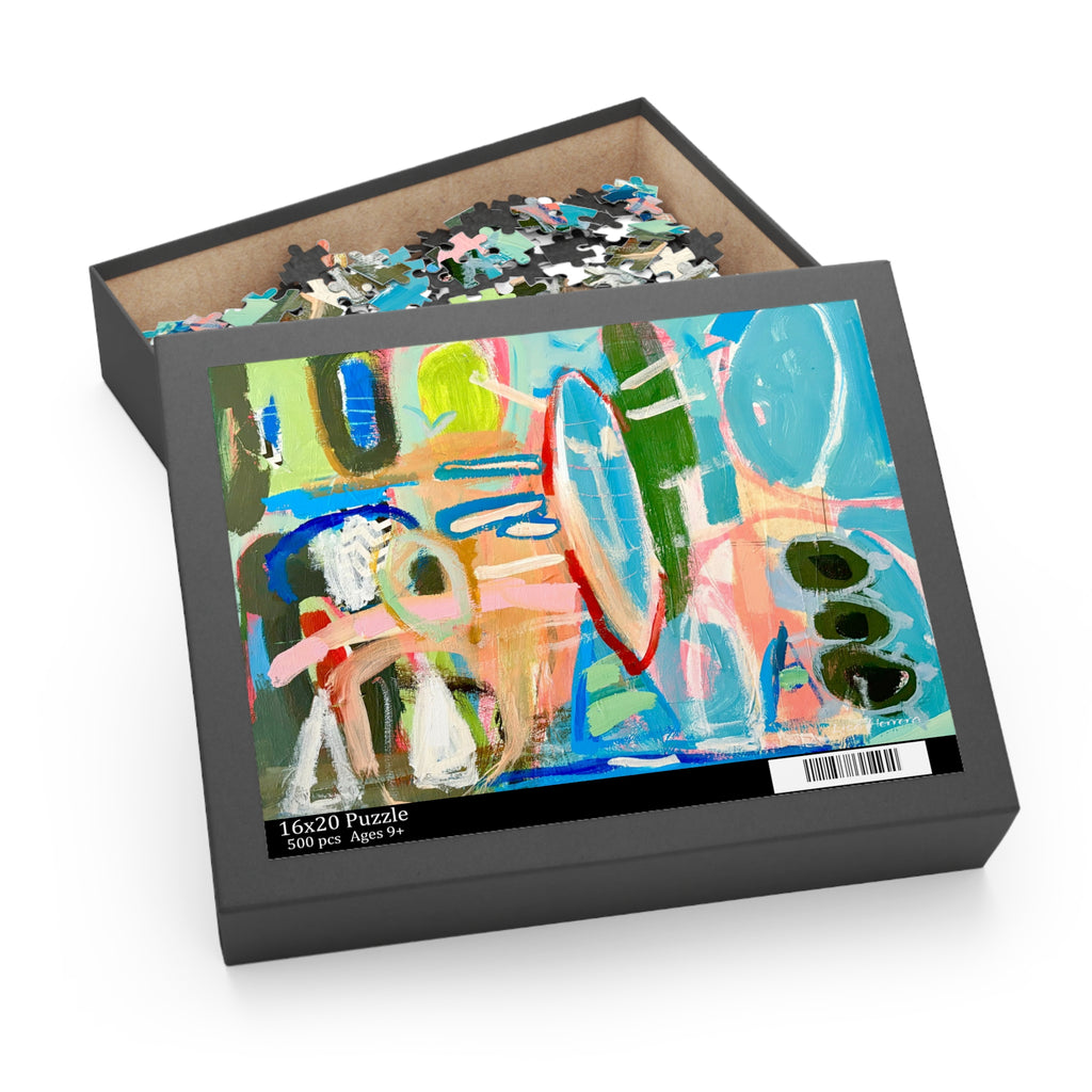 Puzzle Lisa Herrera art print Abstract Surfboard Art Puzzle — Colorful Coastal 120/252/500-Piece Jigsaw