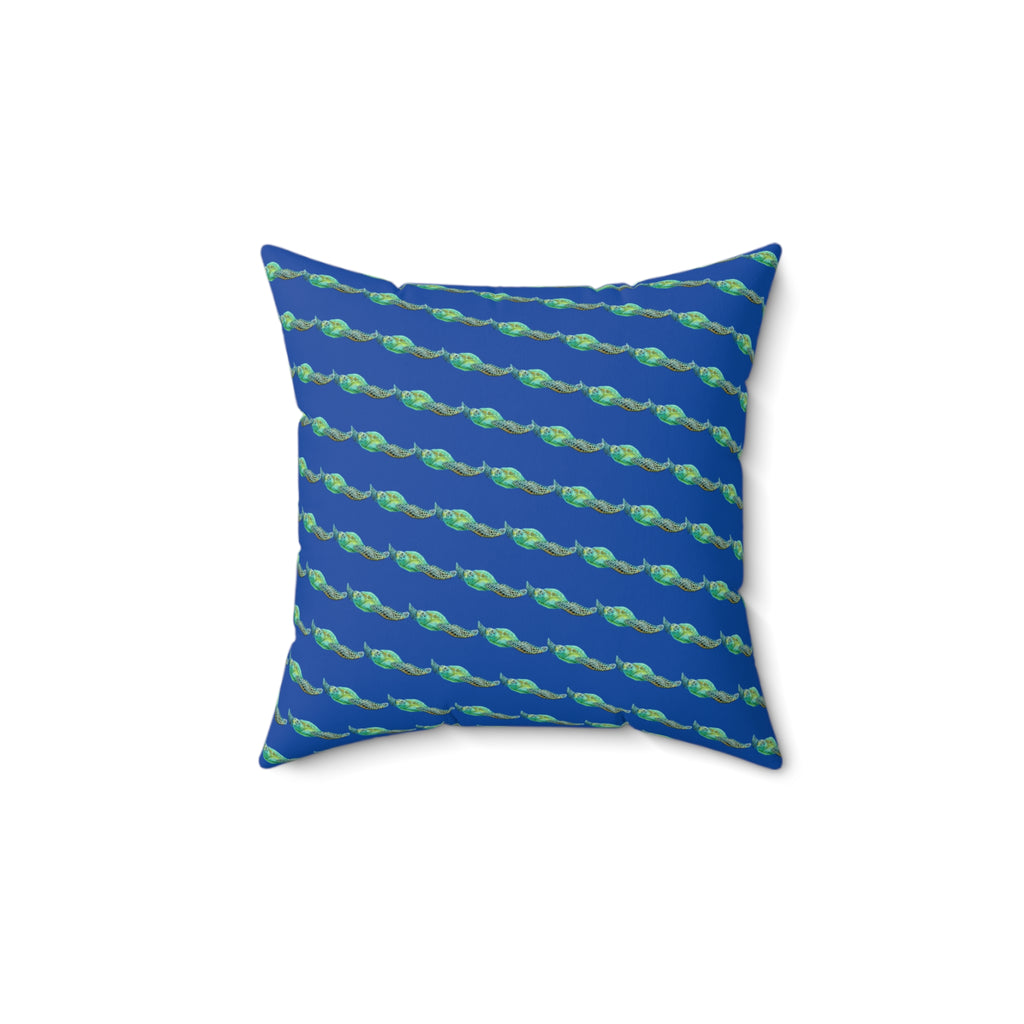 Throw Pillow Sea Turtle pattern - Aqua Coastal Decorative Cushion