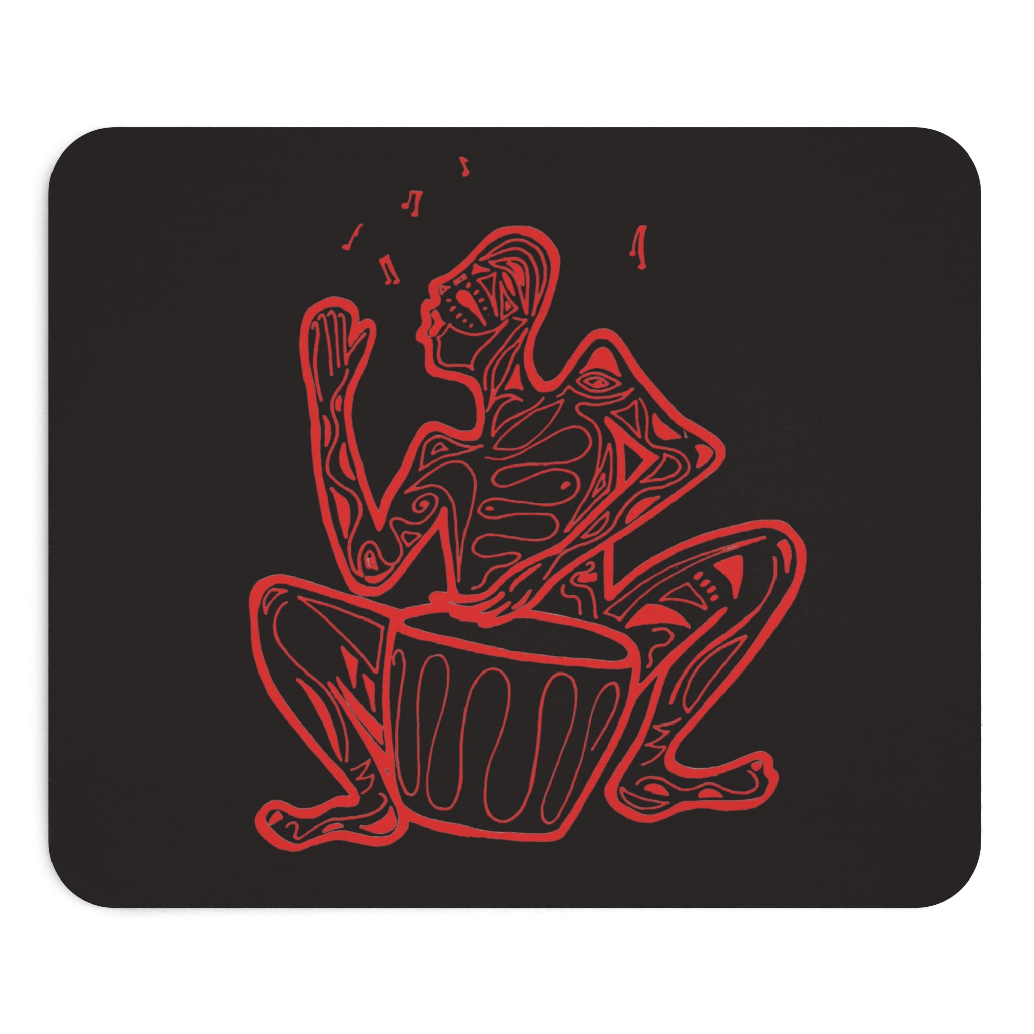 Mouse Pad Native Drummer Line drawing — Red Native Drummer Tribal Beat Mouse Pad
