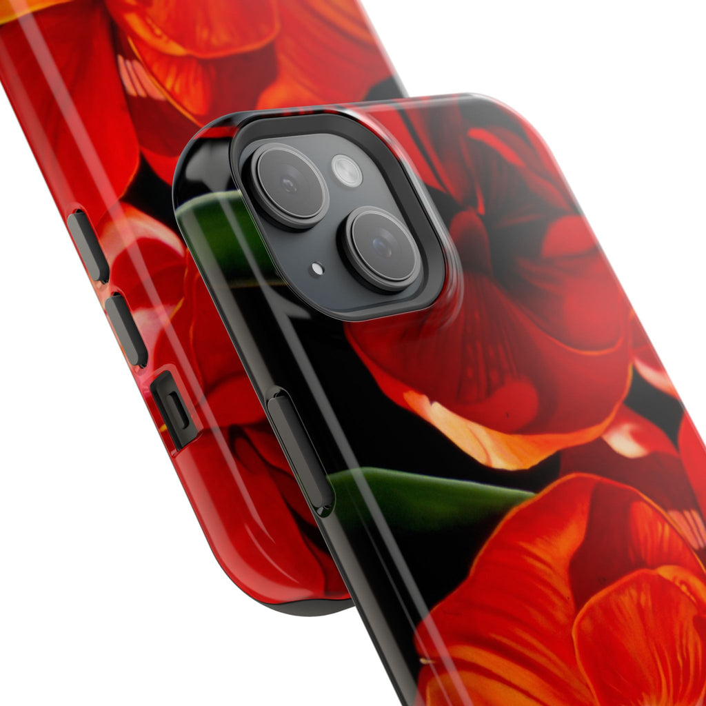 Phone case Lisa Herrera art print Red Amaryllis Floral Impact-Resistant Phone Case