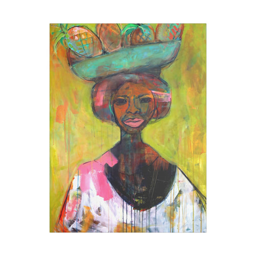 Canvas Lisa Herrera art print Lady Lady Fruit Vendor  — Stretched Wall Art