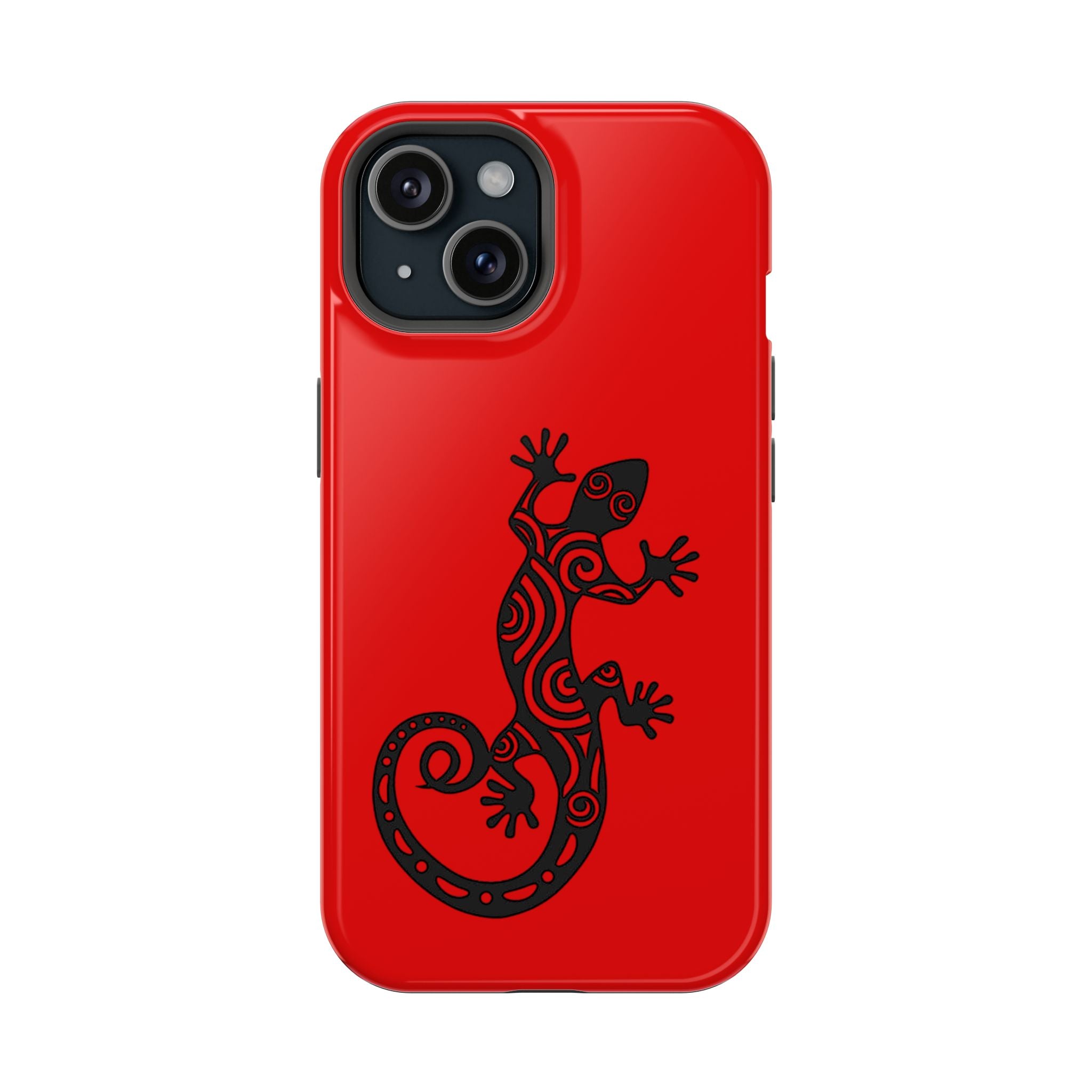 Phone Case Red Impact with Tribal Gecko Design — Shockproof Protective Cover