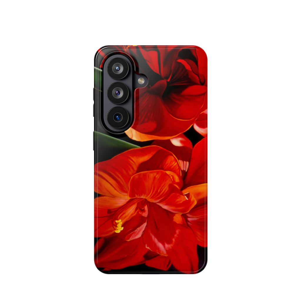 Phone case Lisa Herrera art print Red Amaryllis Floral Impact-Resistant Phone Case