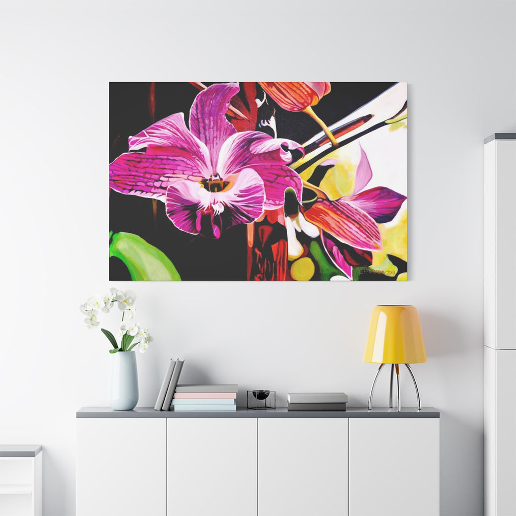 Canvas Print of Purple Orchid — Pink Botanical Wall Art, Matte Stretched Canvas