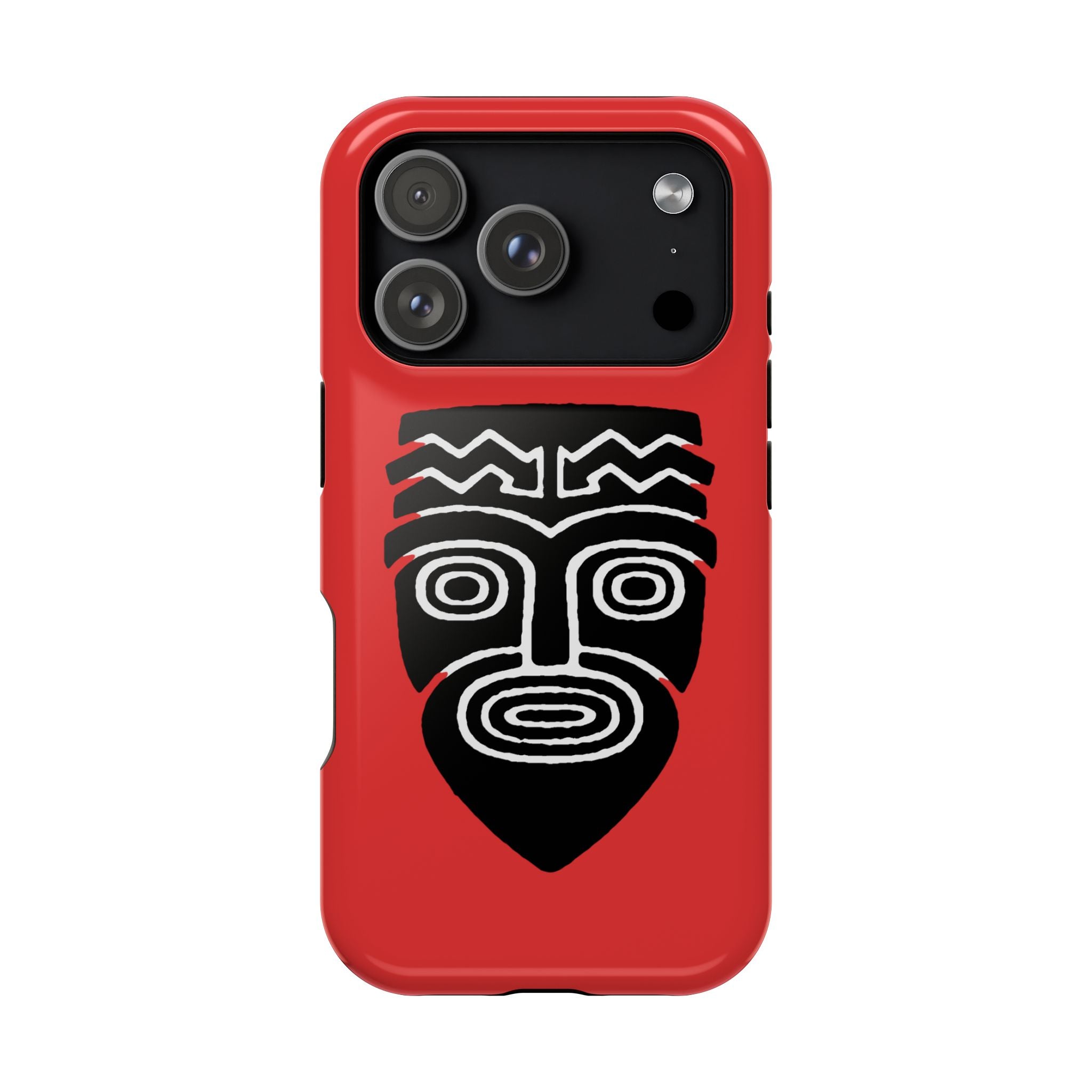 Phone Case Tiki Mask Impact-Resistant Phone Case — Bold Red Protective Cover