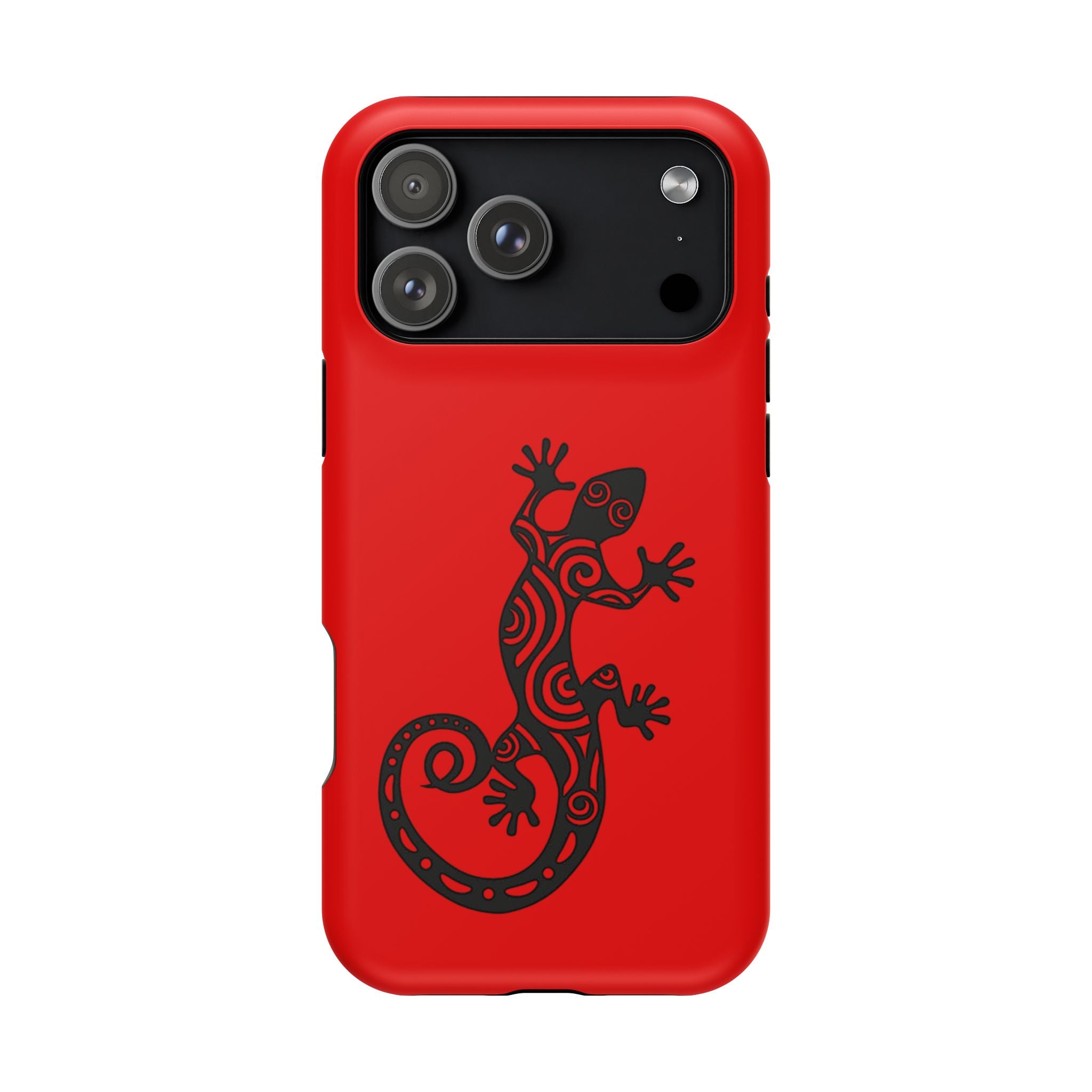 Phone Case Red Impact with Tribal Gecko Design — Shockproof Protective Cover