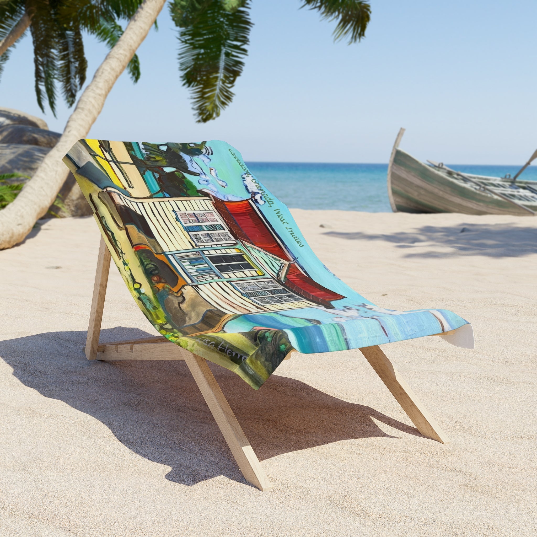 Beach Towel Lisa Herrera Carriacou Grenada  — Vibrant Ocean Art for Beach & Pool