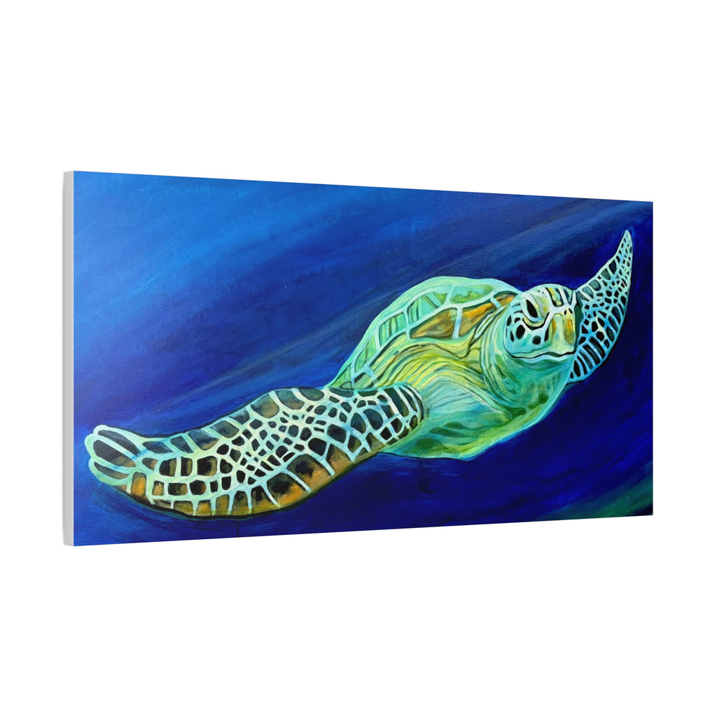 Sea Turtle Canvas Wall Art – Vibrant Marine Ocean Painting, Matte Stretched 1.25"