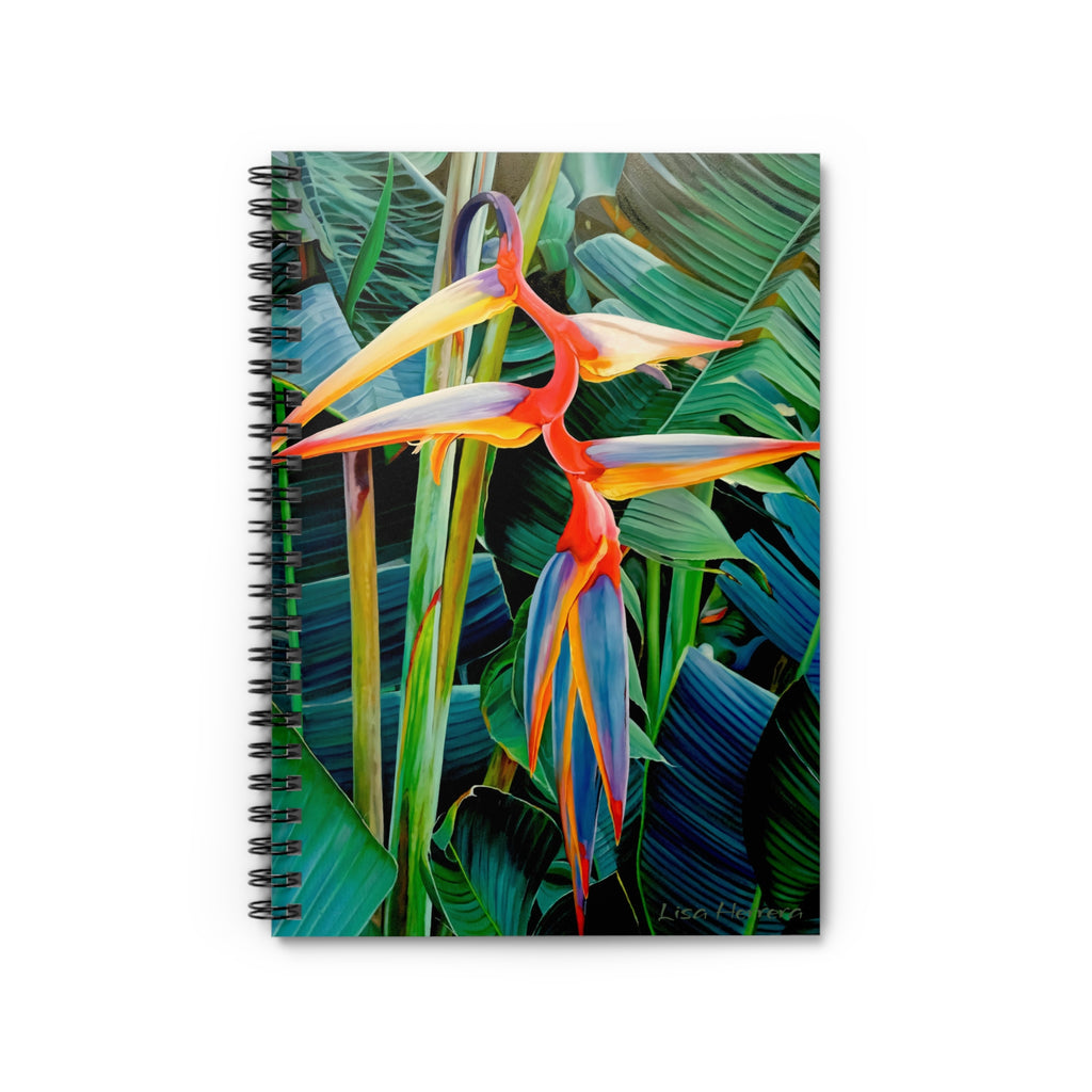 Spiral Notebook Lisa Herrera art print Halyconia flower Painting - Ruled Journal for Notes & Travel