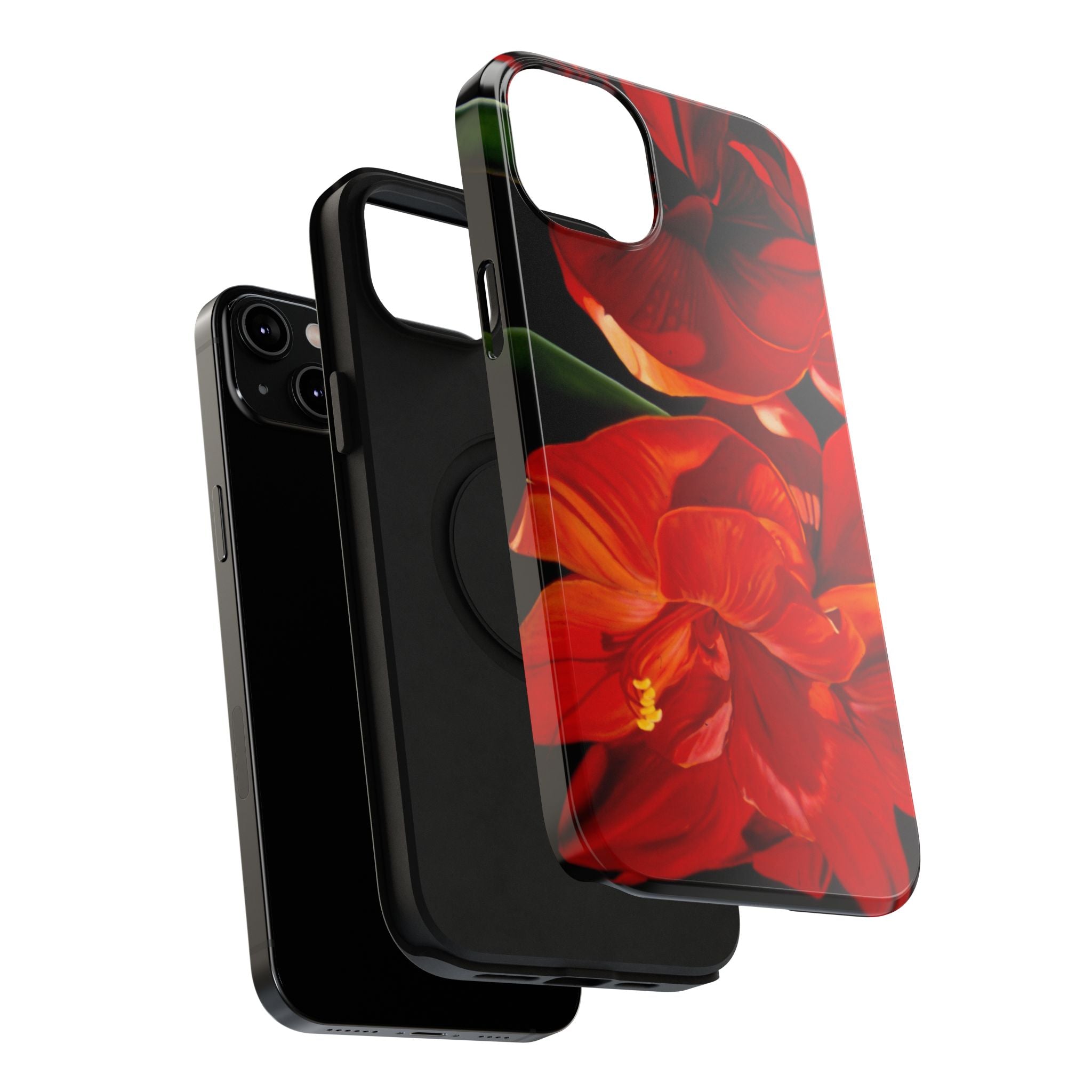 Phone case Lisa Herrera art print Red Amaryllis Floral Impact-Resistant Phone Case