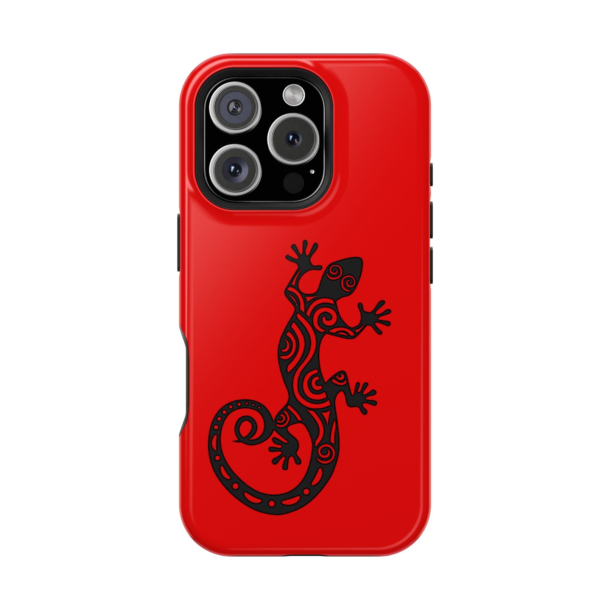 Phone Case Red Impact with Tribal Gecko Design — Shockproof Protective Cover