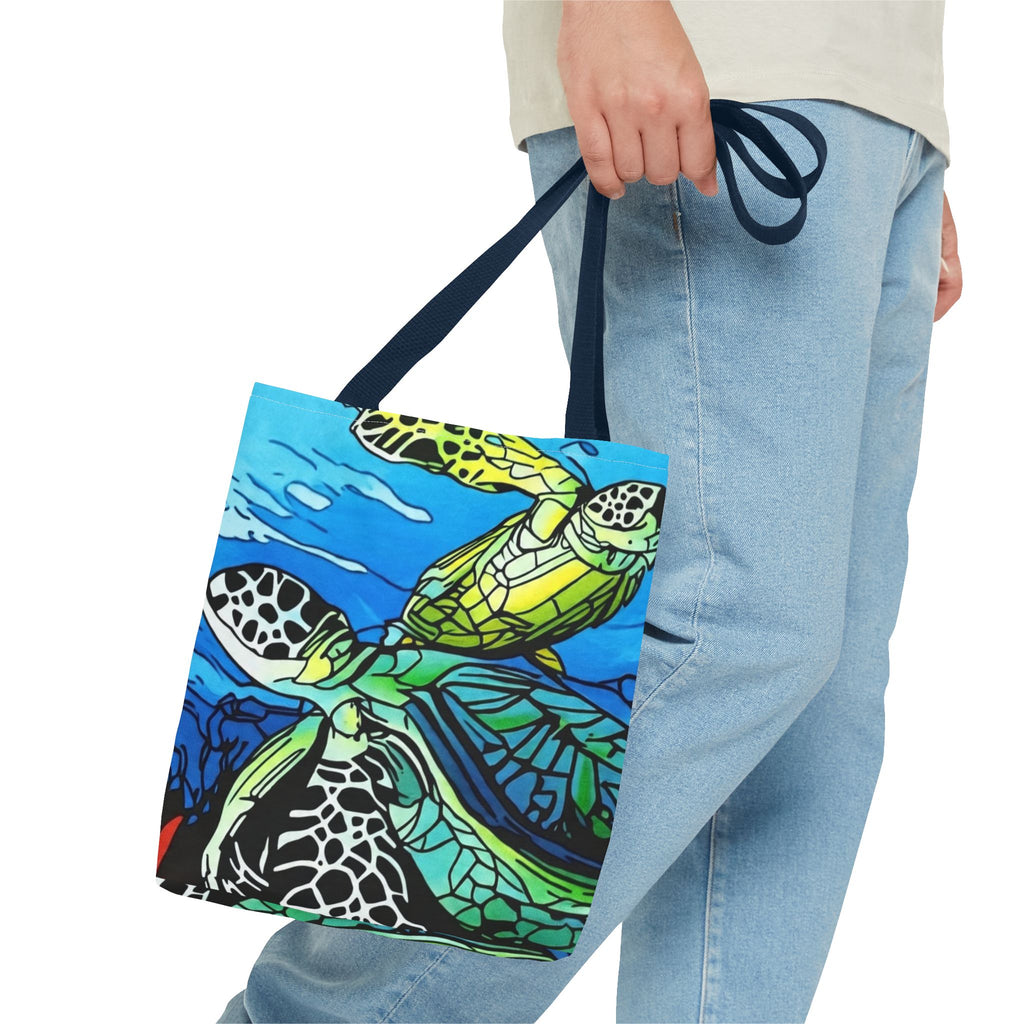 Tote Bag Sea Turtle Art  — Colorful Ocean Wildlife Canvas Tote