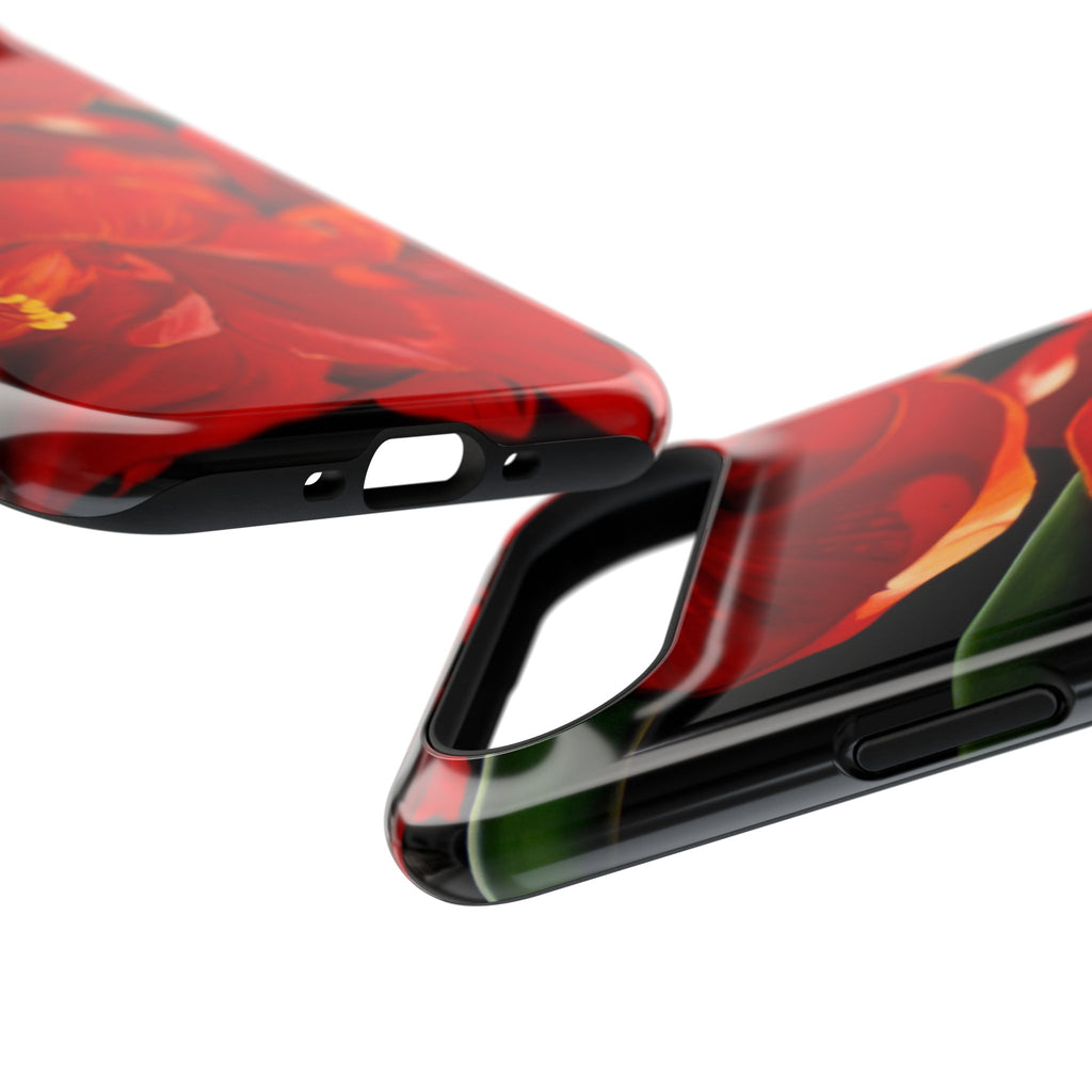 Phone case Lisa Herrera art print Red Amaryllis Floral Impact-Resistant Phone Case