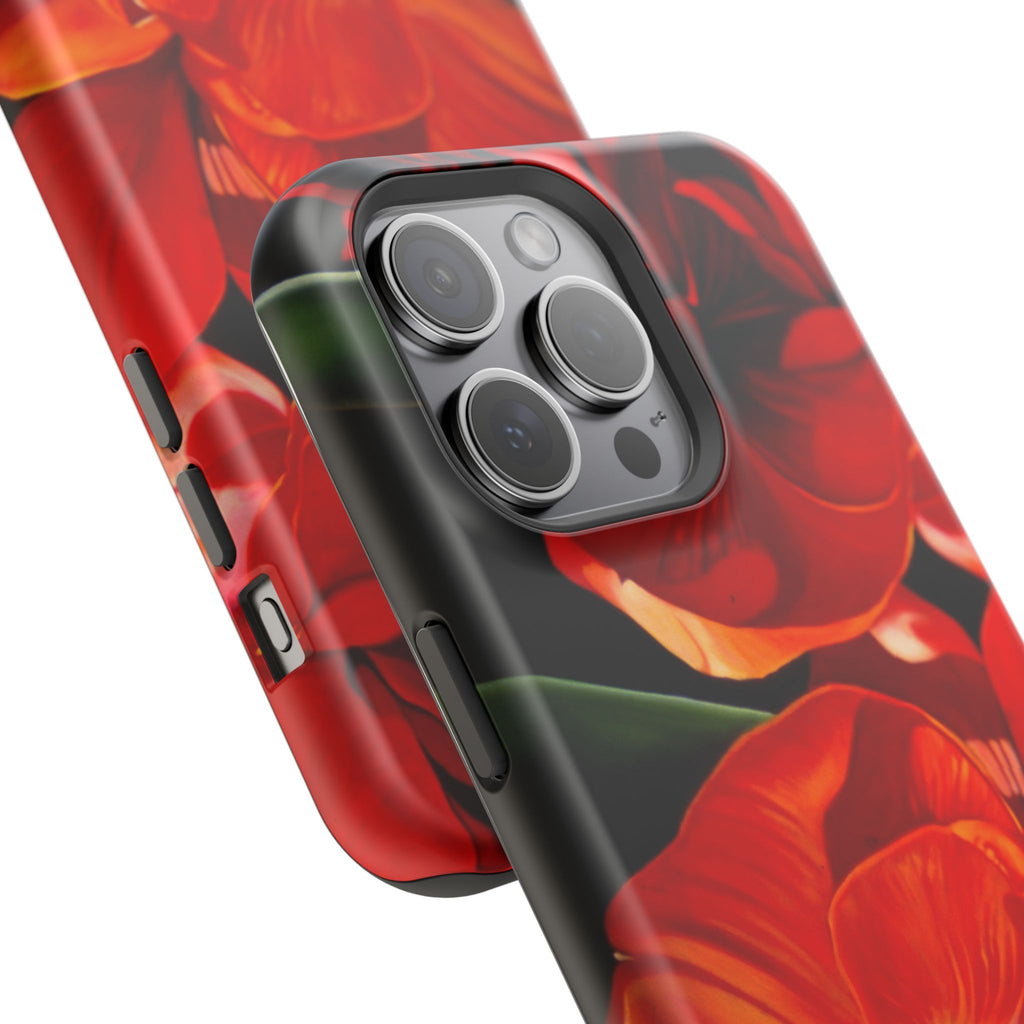 Phone case Lisa Herrera art print Red Amaryllis Floral Impact-Resistant Phone Case