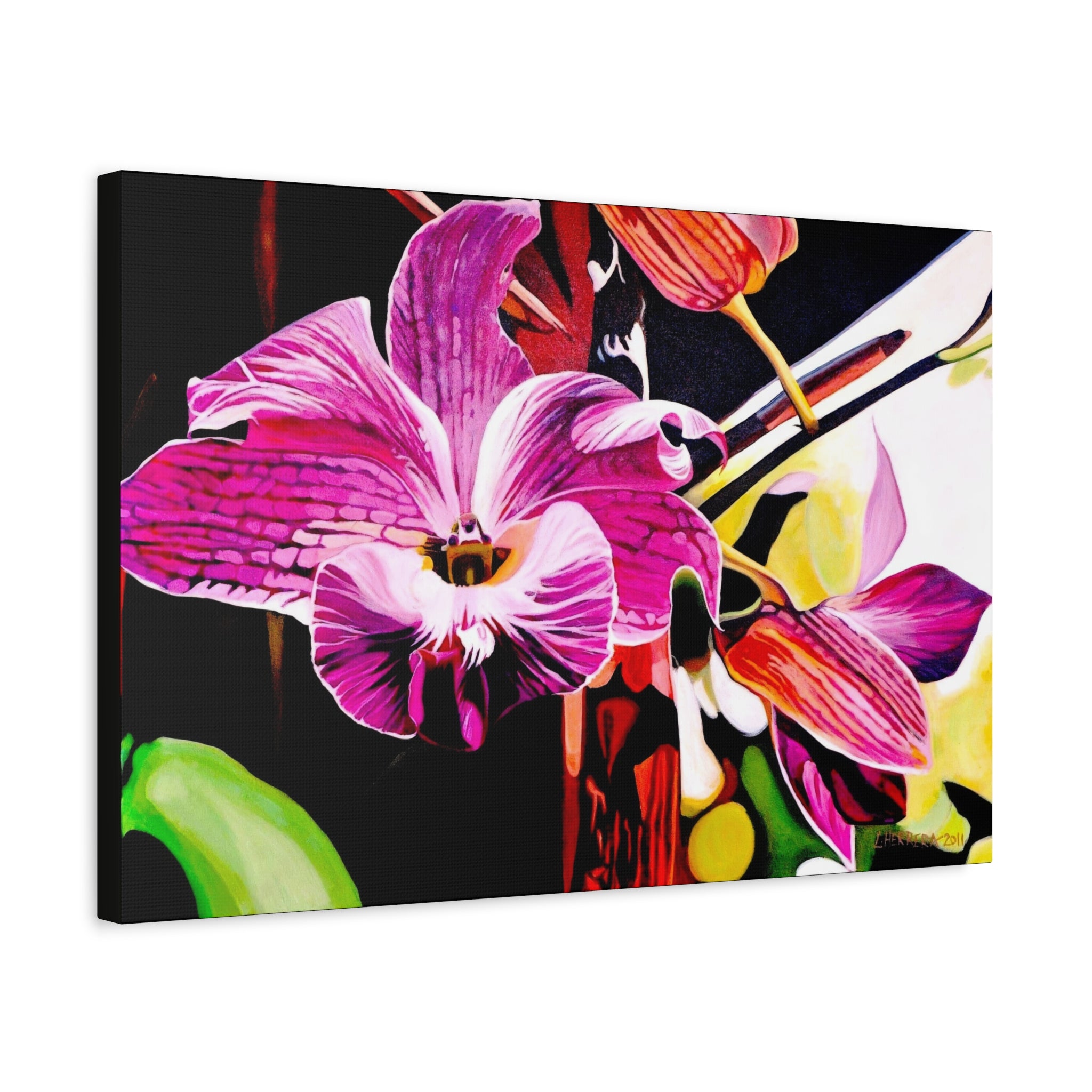 Canvas Print of Purple Orchid — Pink Botanical Wall Art, Matte Stretched Canvas